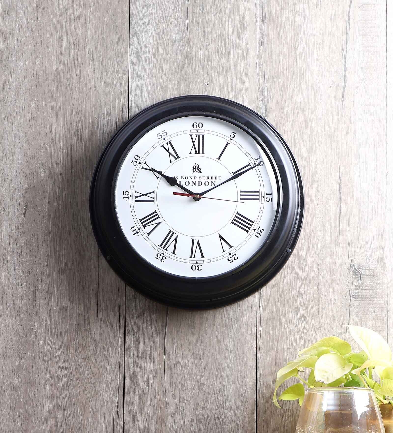 Black Metal Round Bondstreet London Wall Clock