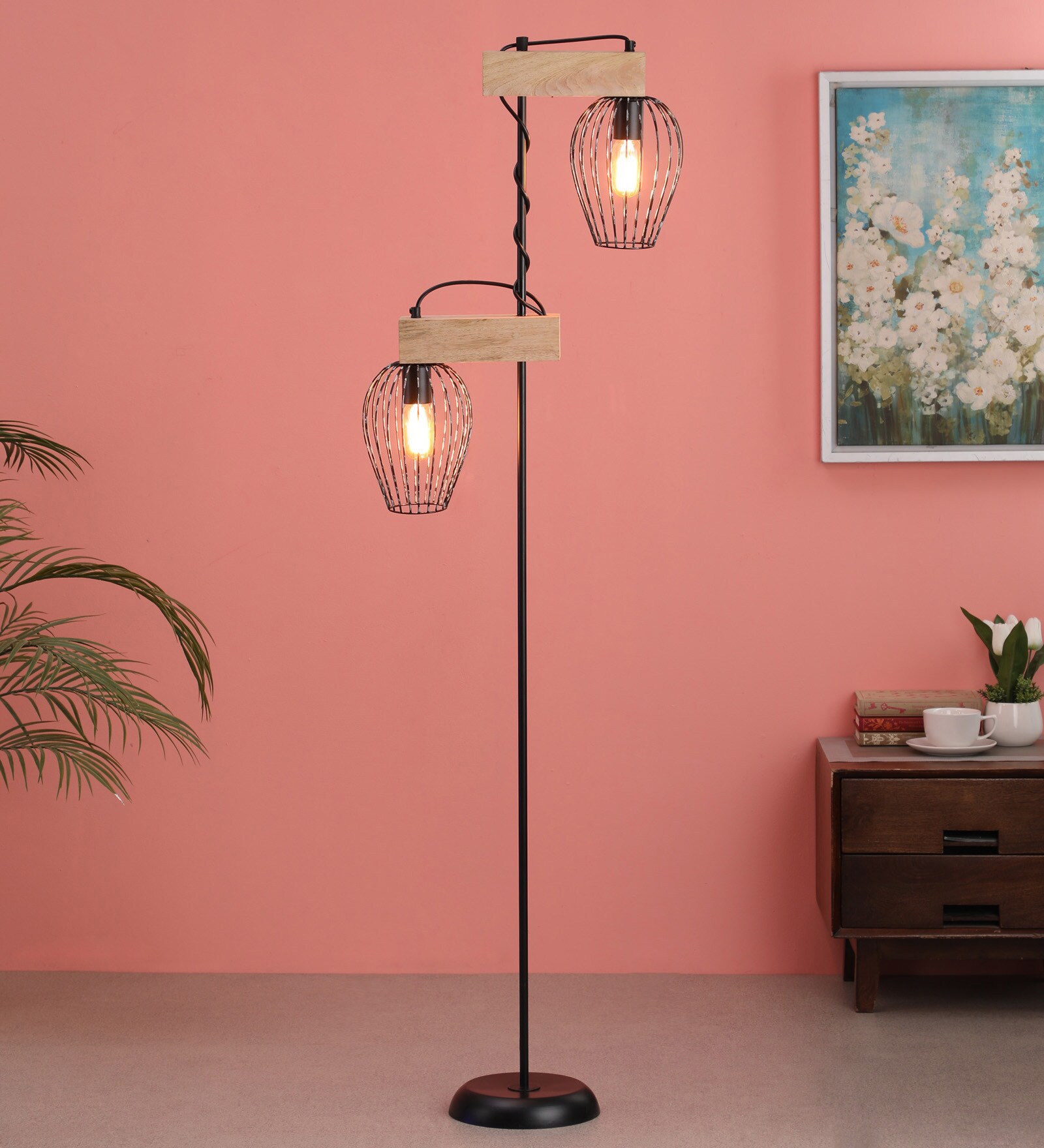 Buy Black Metal Shade Floor Lamp With Black Base By Kingsmarque at 45
