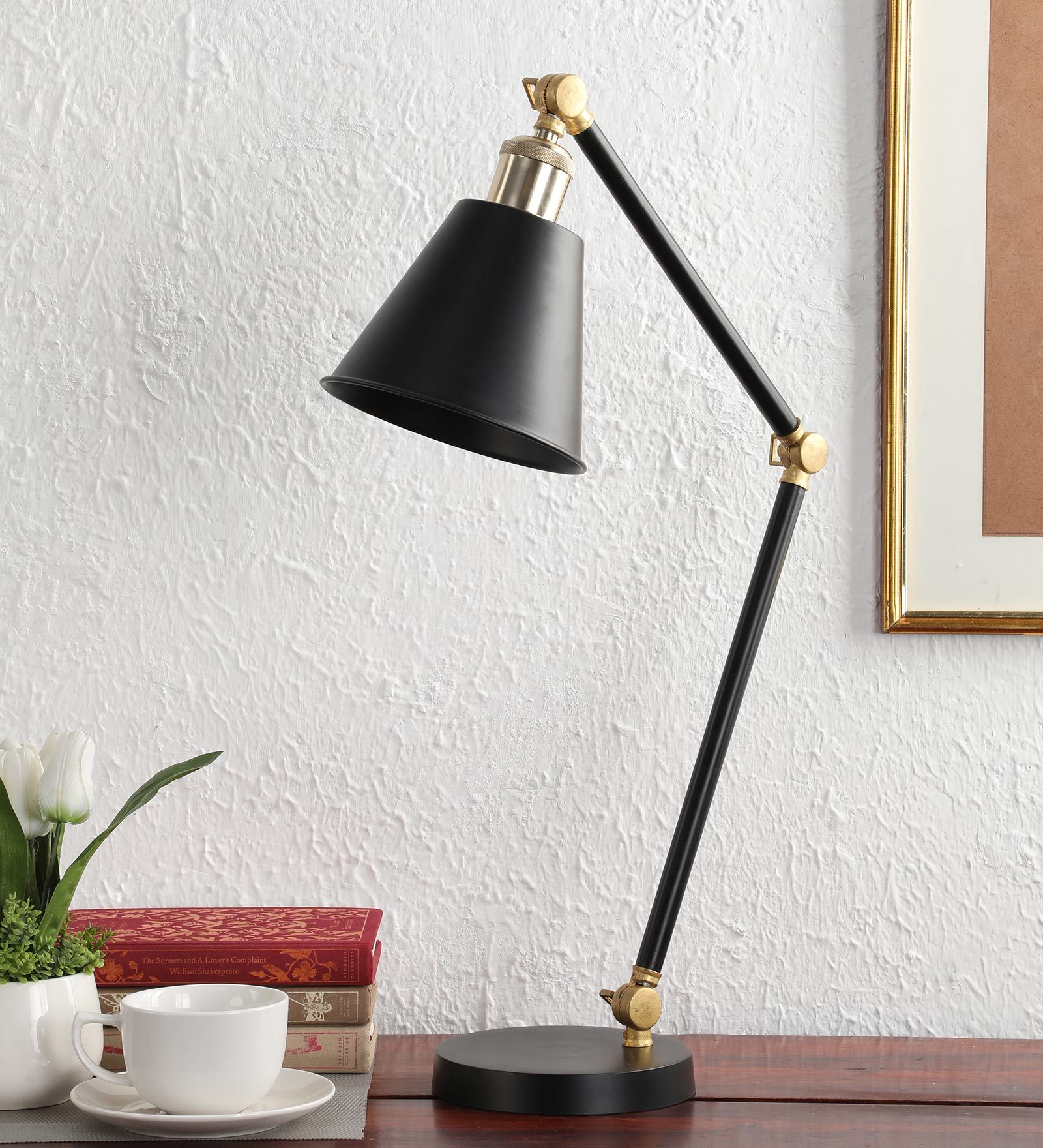 Buy Black Metal Study Table Lamp with Metal Base by Craftter Online Study Lamps Study Lamps
