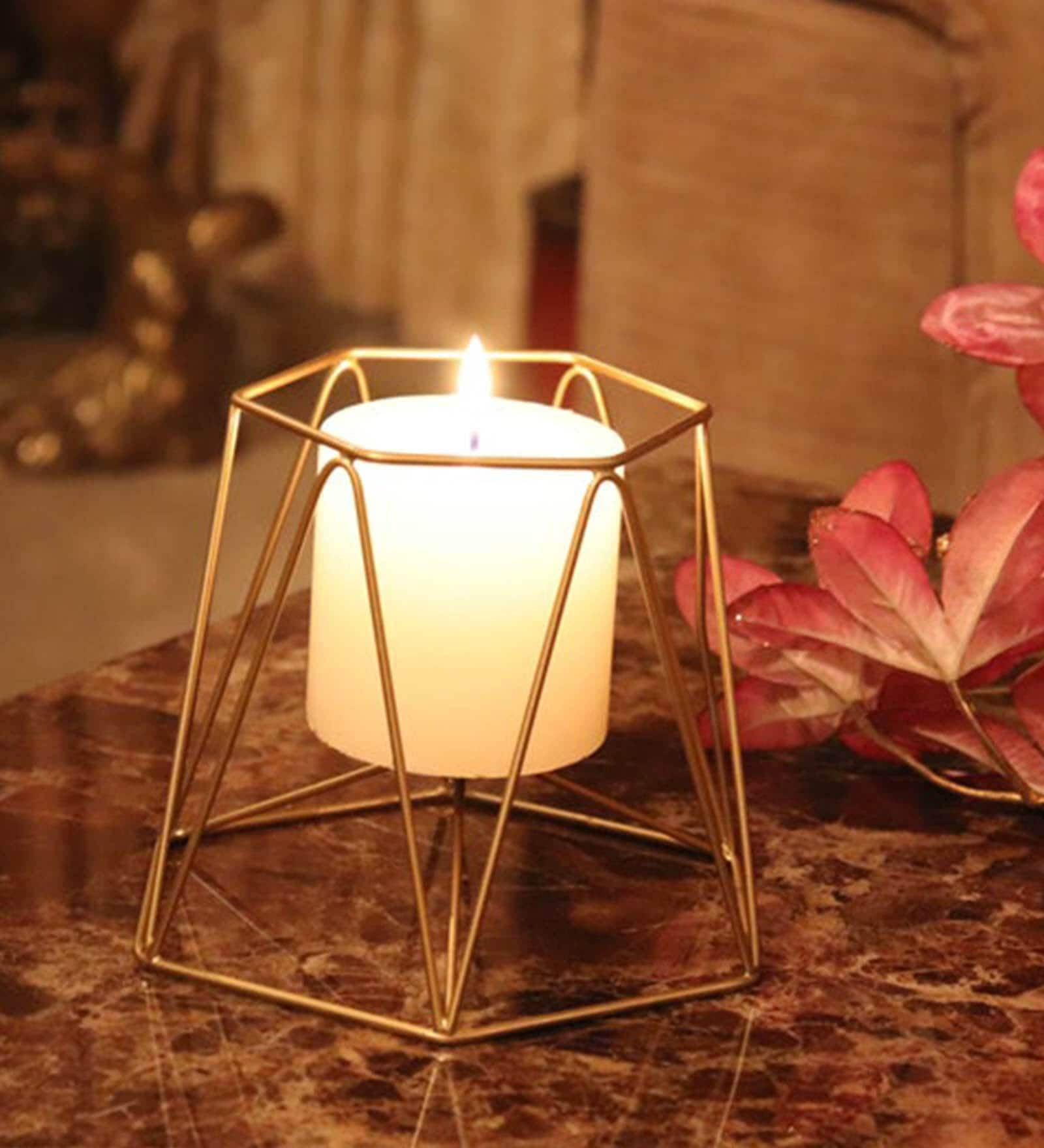 Buy Gold Hex Shape Beautifull Iron Candle Holder at 45% OFF by Grista ...