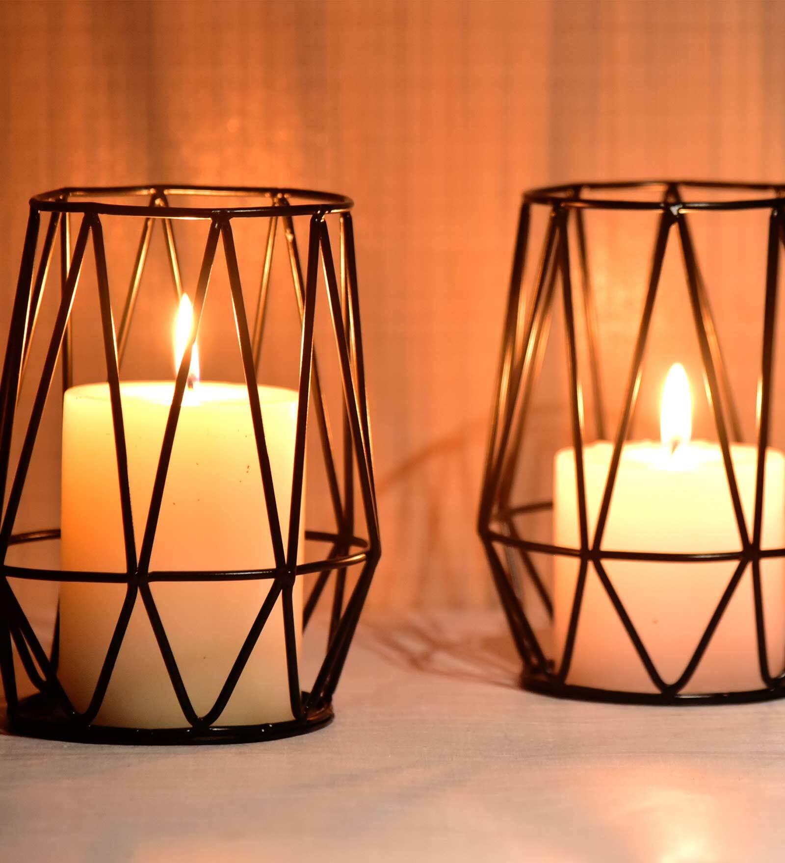 Buy Black Stylish Set Of 2 Iron Candle Holder Online Candle Holders