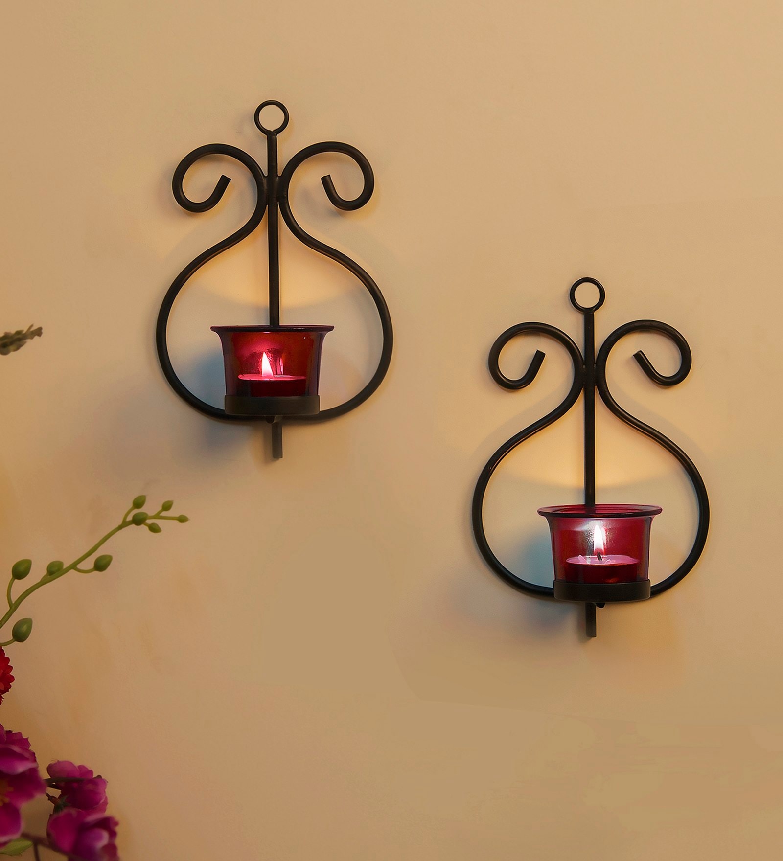 Black Metal Venus Wall Candle Holder