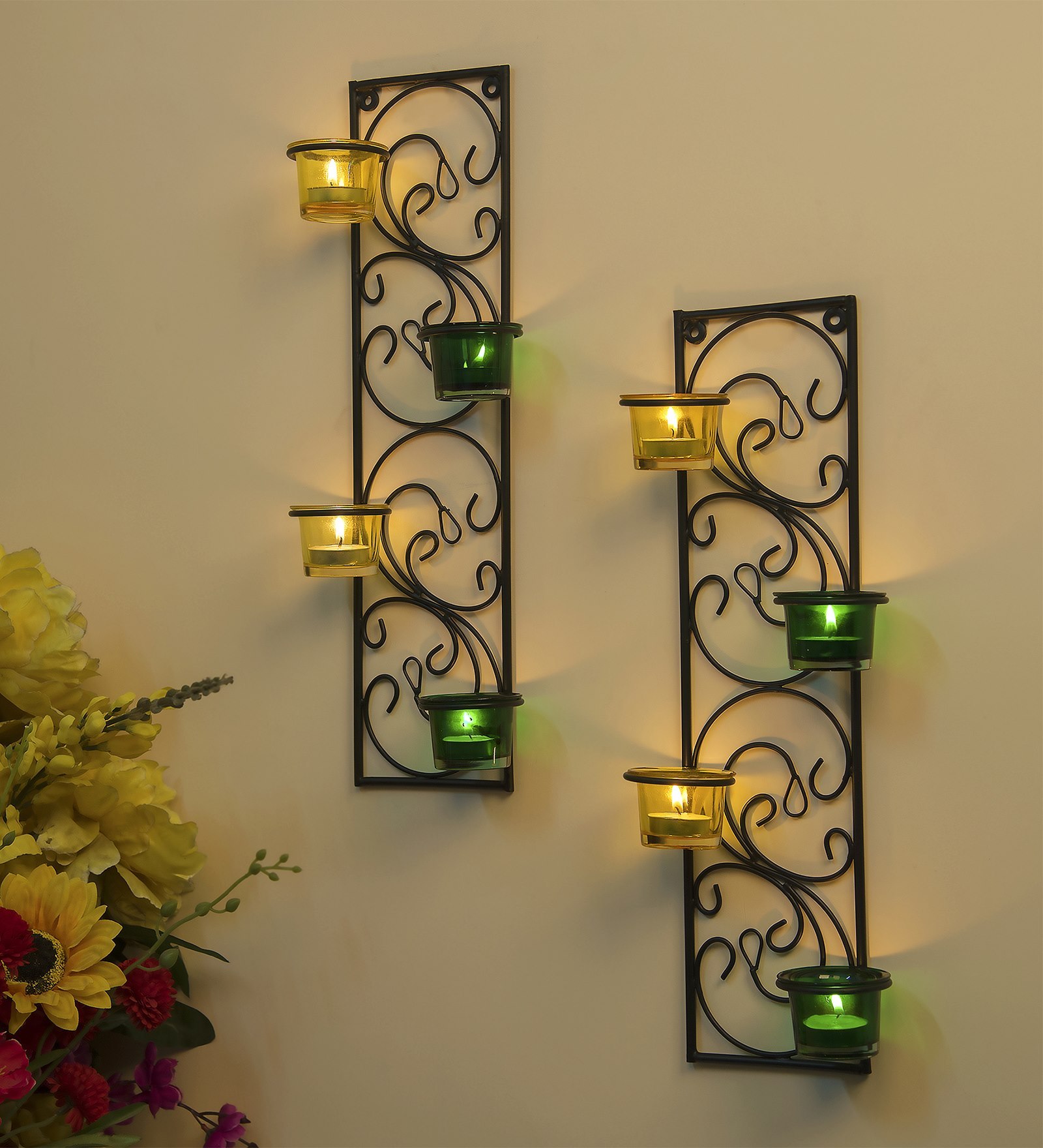 Black Metal Volga Wall Candle Holder