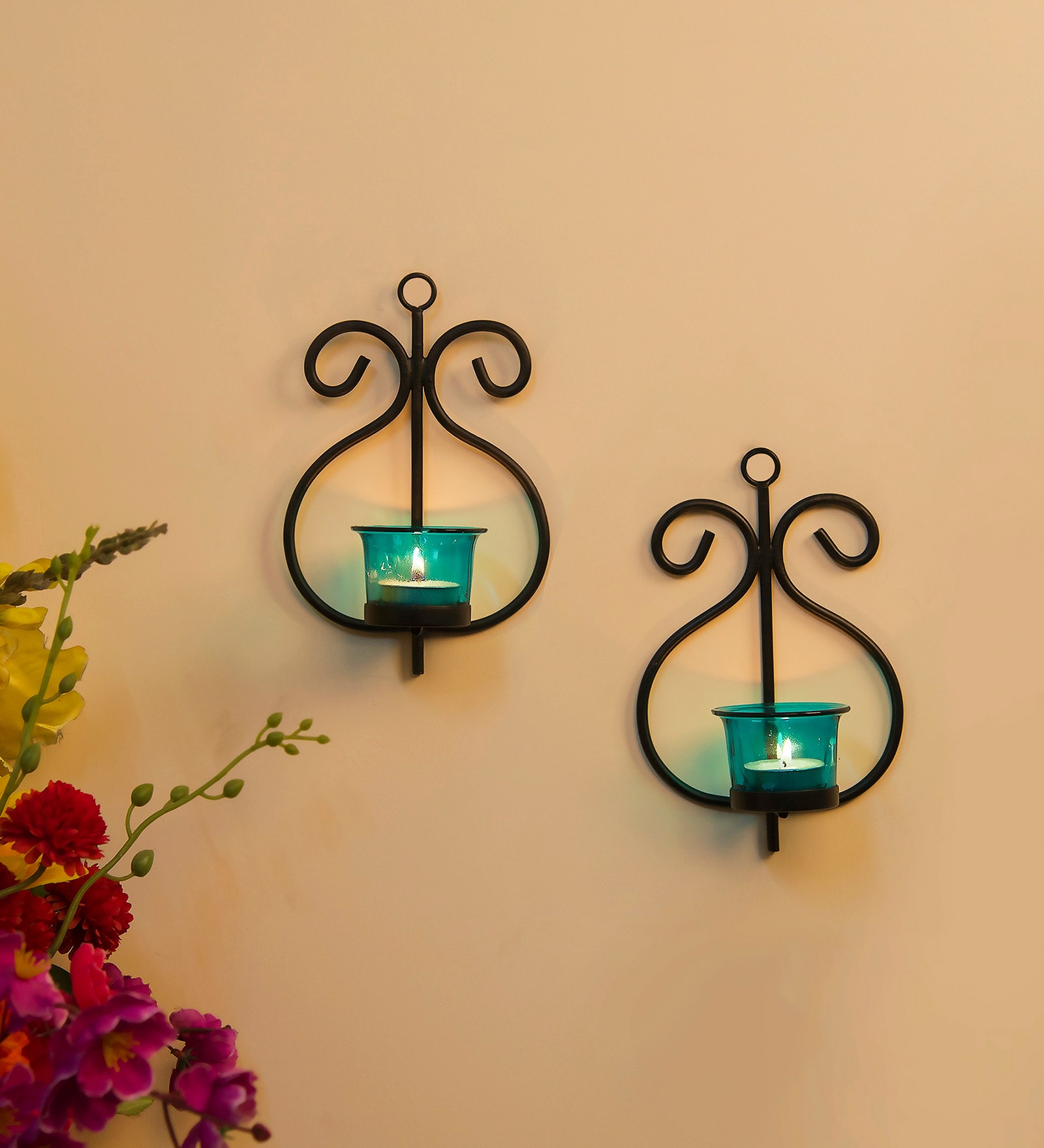 Black Metal Mylo Wall Candle Holder