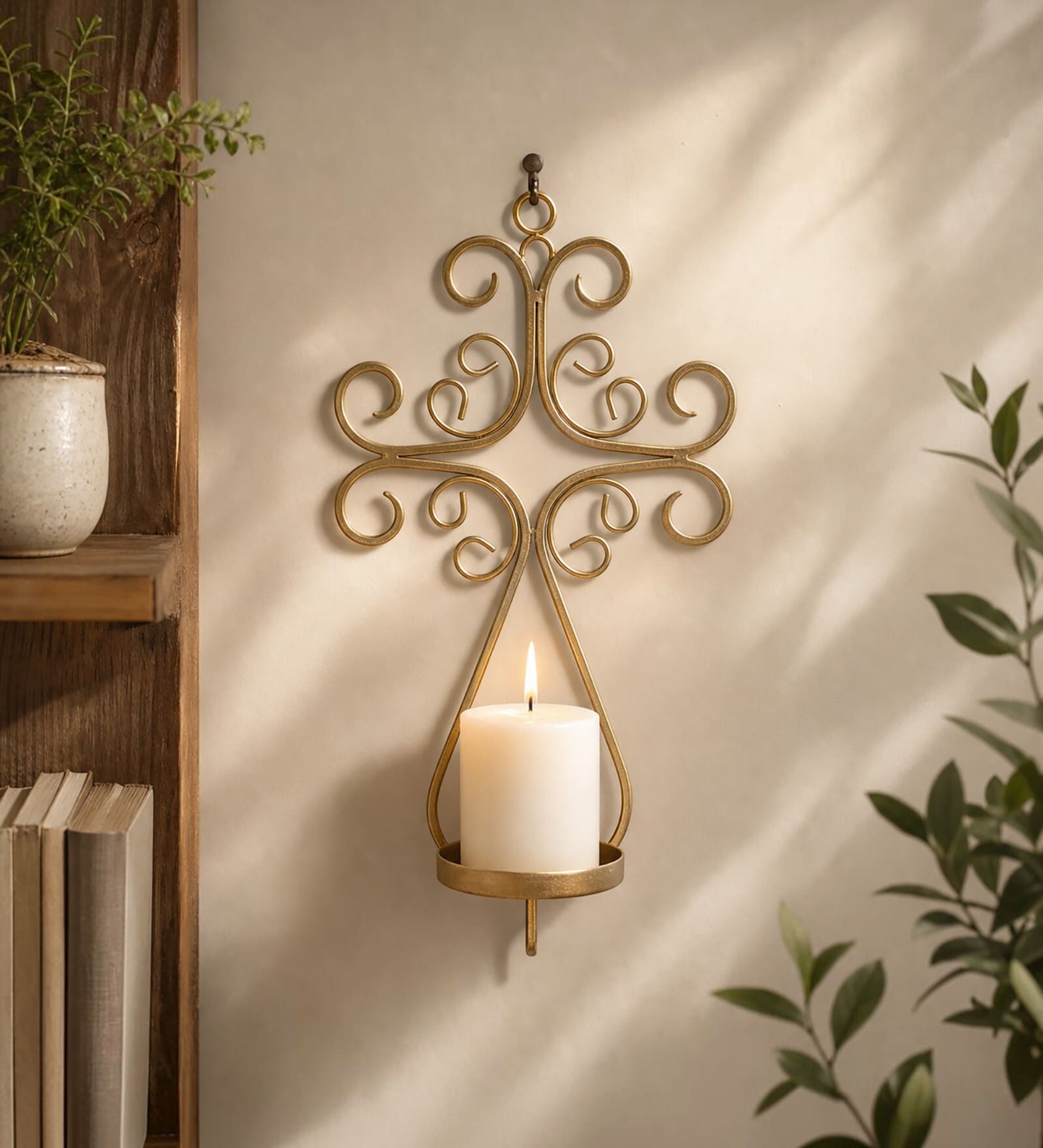 Black Metal Wall Candle Holder