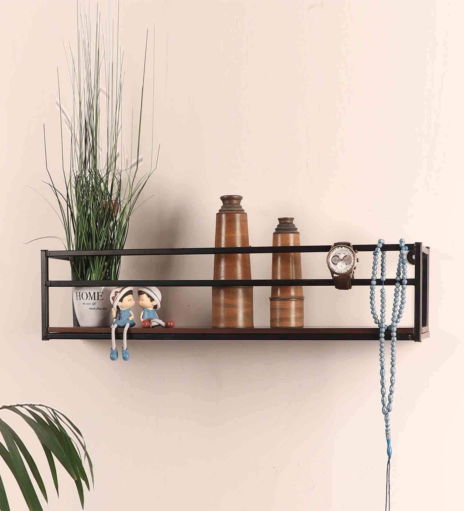 Buy Black Metal Wall Shelf By Pristine Interiors at 5 OFF by Pristine
