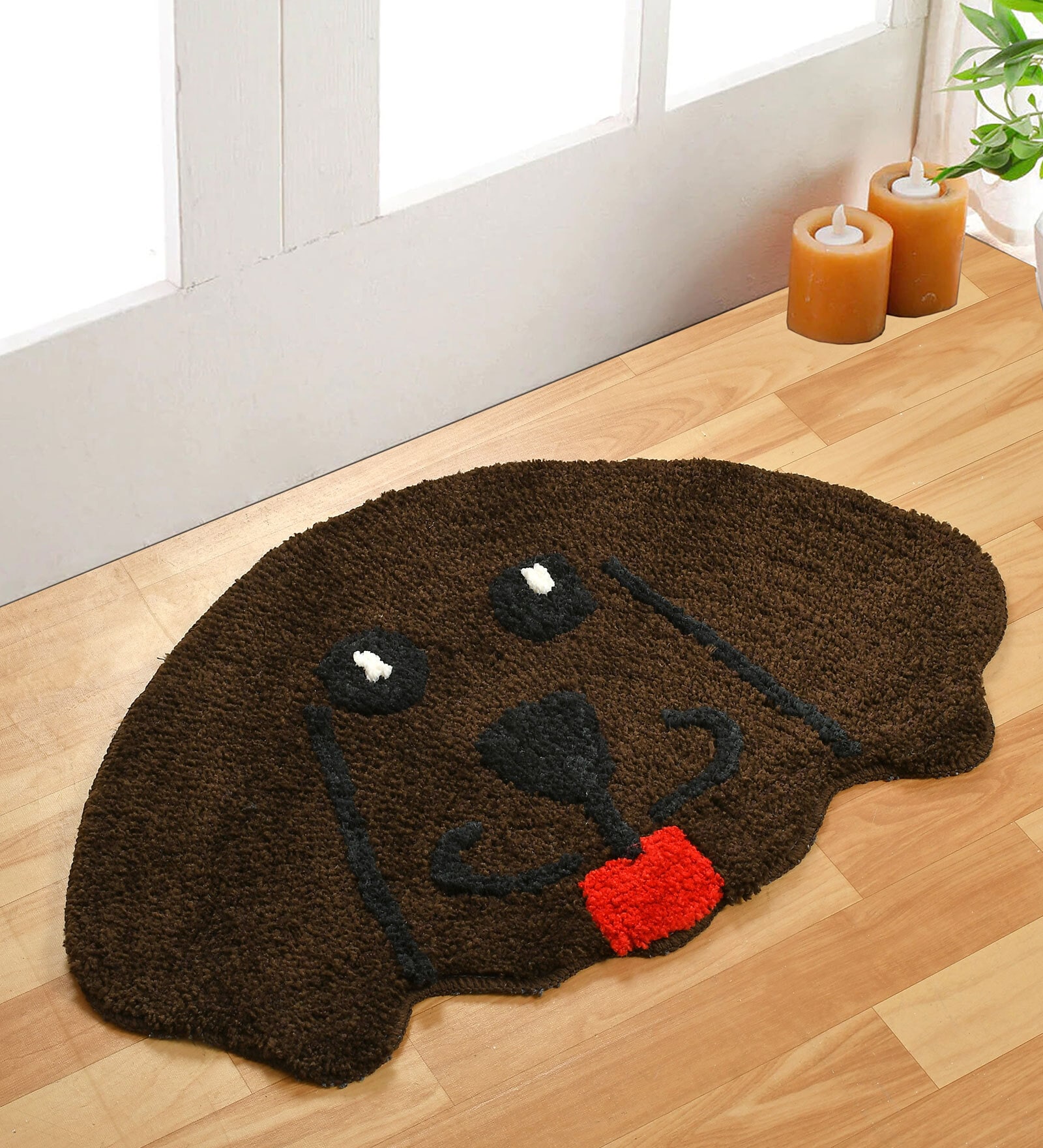 Black Microfiber AntiSkid 18 X 28 Inches Dog Shaped Bath Mat