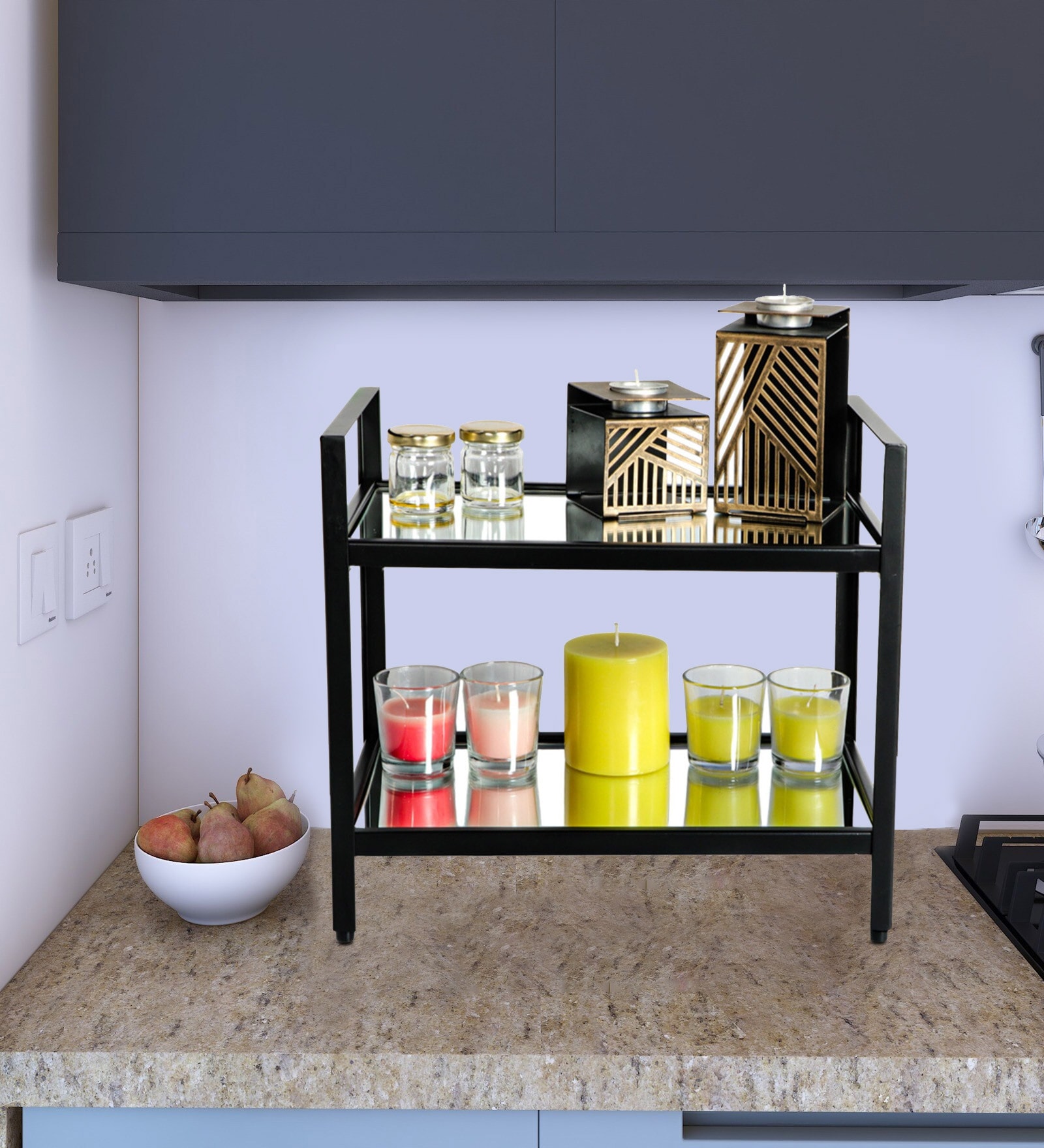 Photo inspiration: Visual Reference: Buy Black Mild Steel Glass 2 Tier Multipurpose Countertop Kitchen