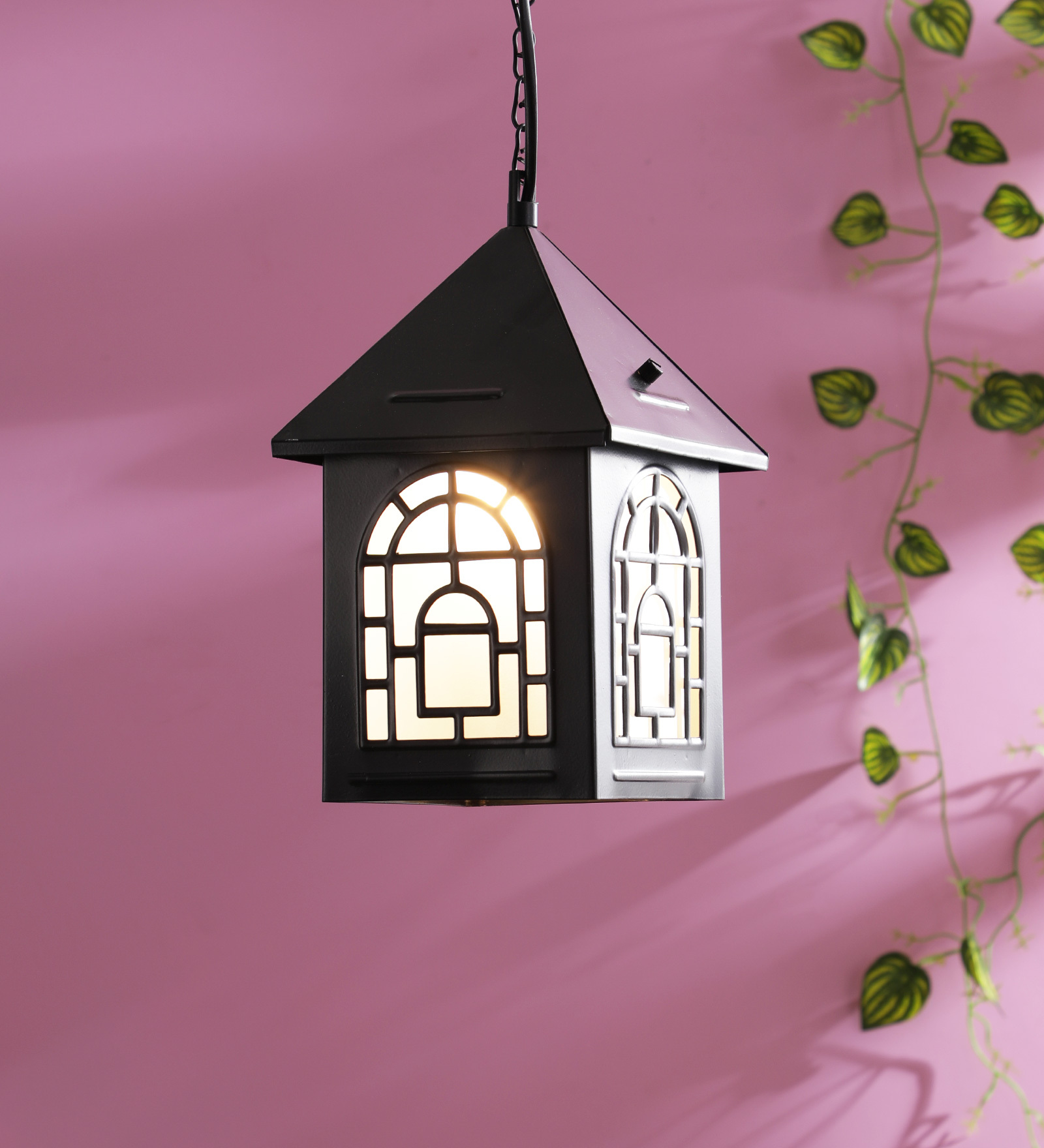 Laron Black Metal Outdoor Hanging Light