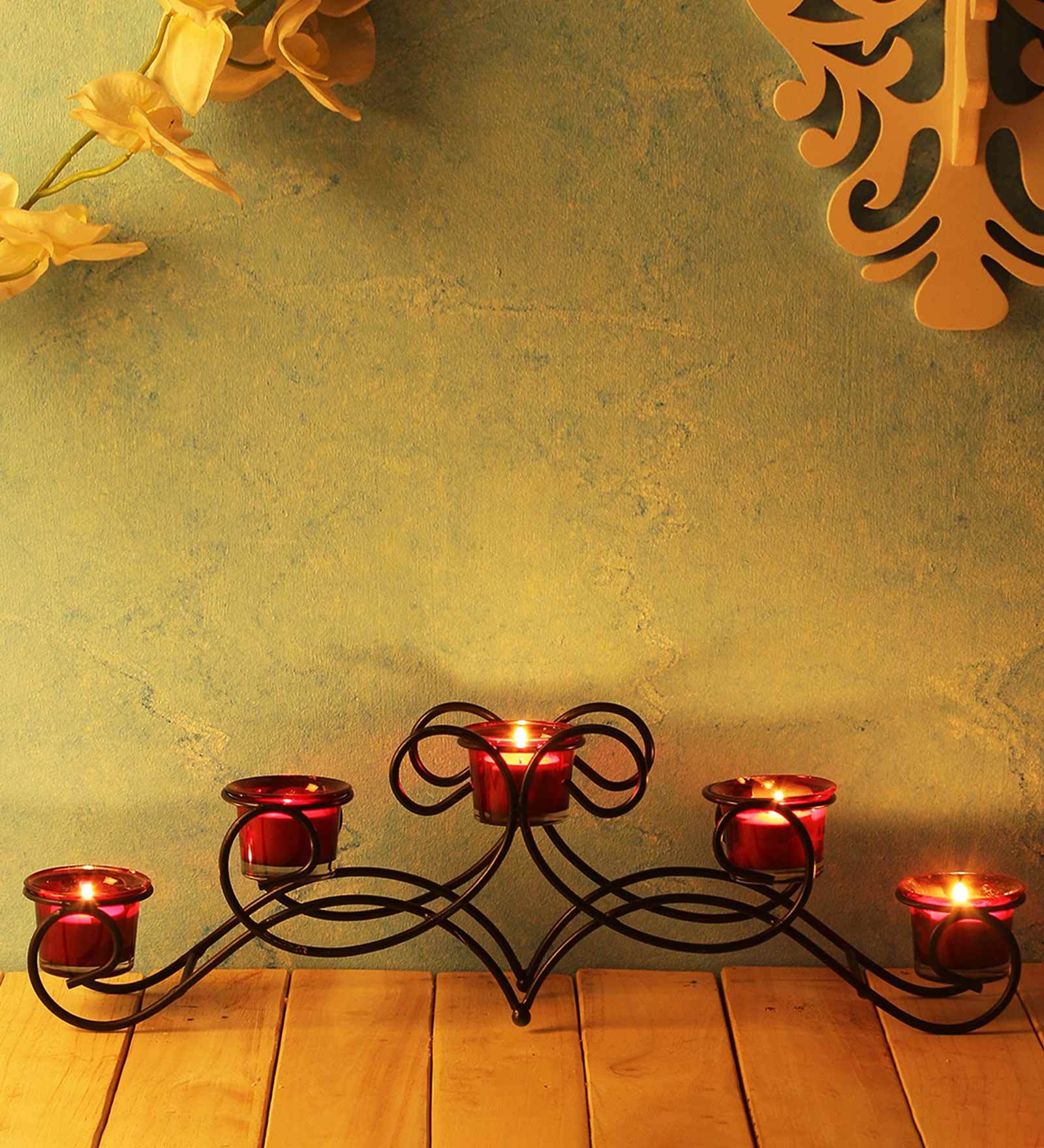 Black Steel Table Tea Light Holder