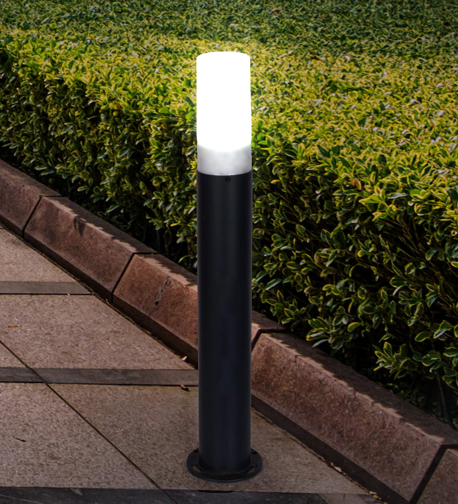 Black Modern Cylindrical Single-Light 36 Inch Aluminium Outdoor Gate Post Lamp Bollard Light