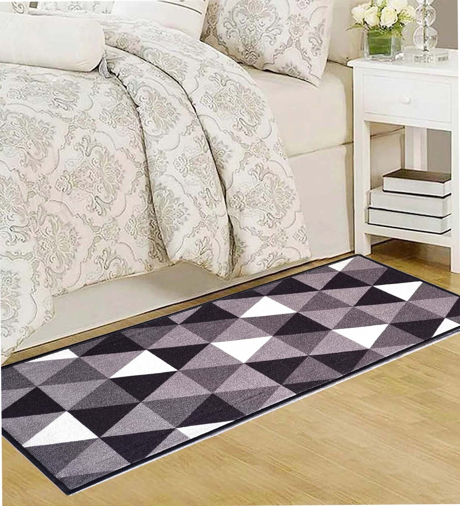Black Nylon Geometric Pattern 47.2 x 19.6 Inches Runner