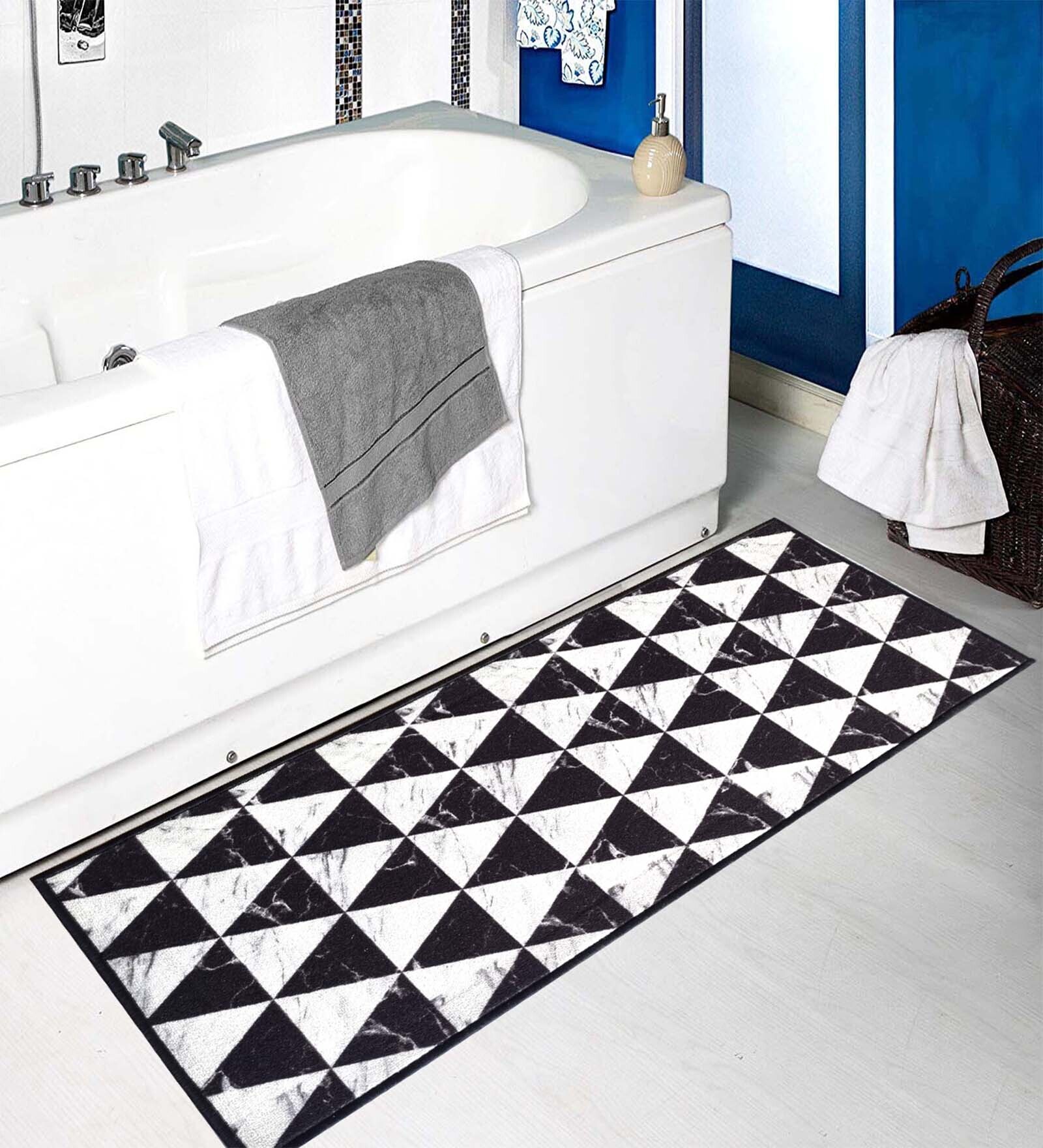 Black Nylon Geometric Pattern 47.2 x 19.6 Inches Runner