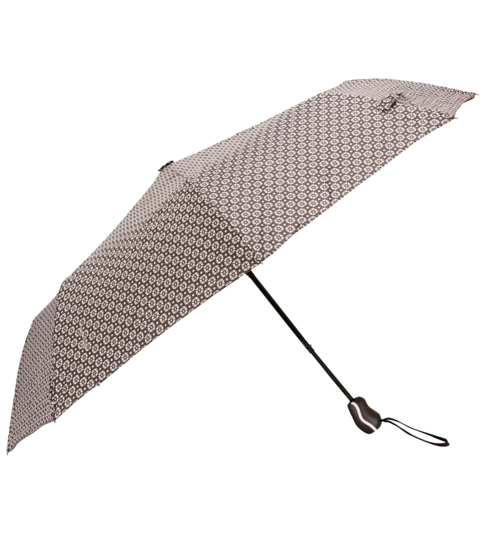 Black Graphic Printed 3 Fold Nylon Umbrella