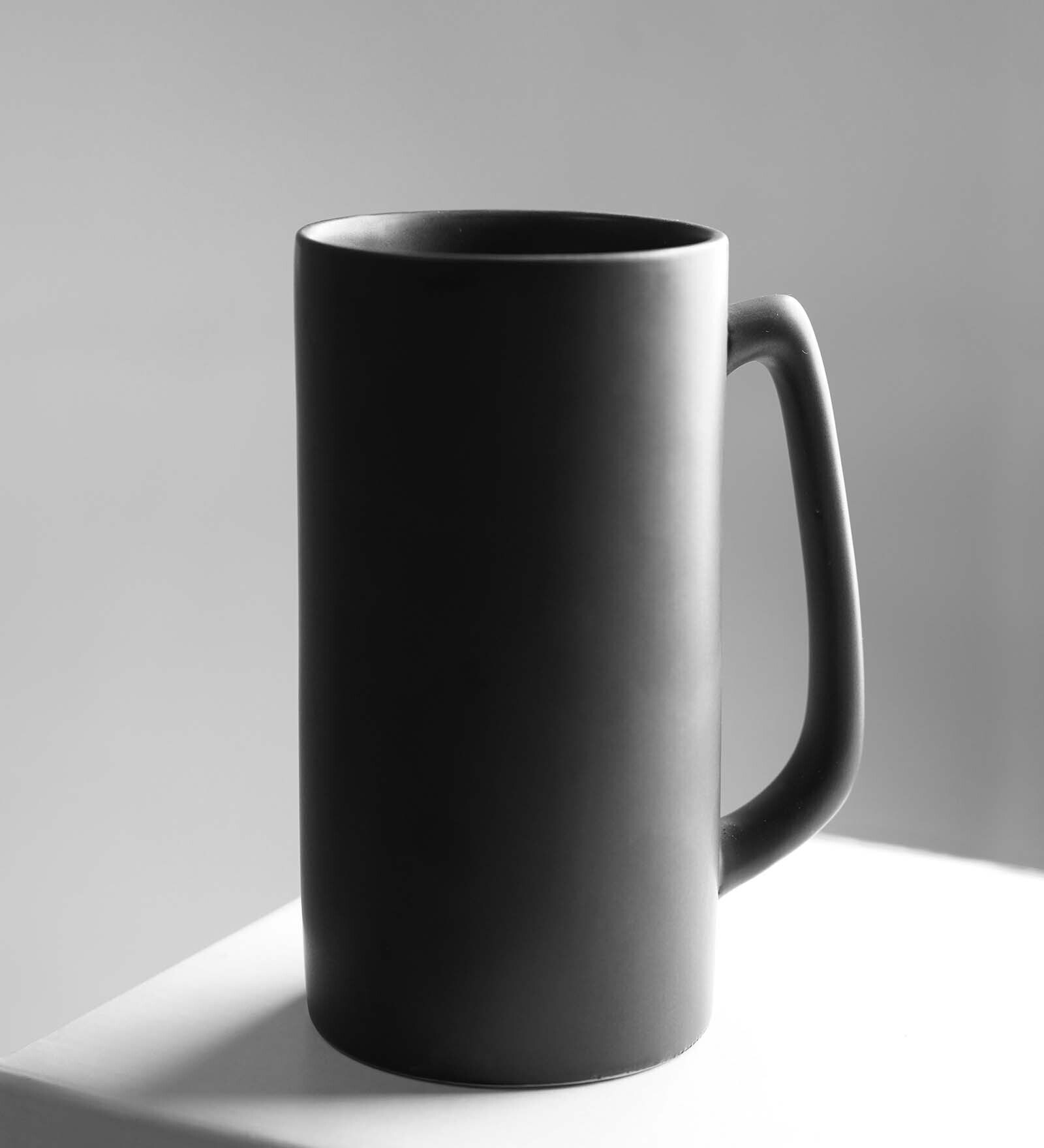 Black Oblong 500ml Black Ceramic Beer Mug