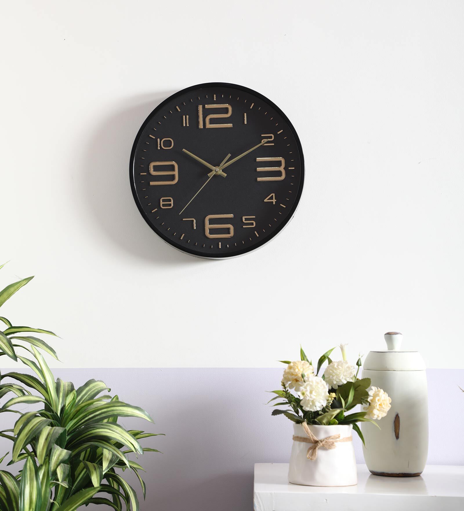 Black Plastic Analog Wall Clock