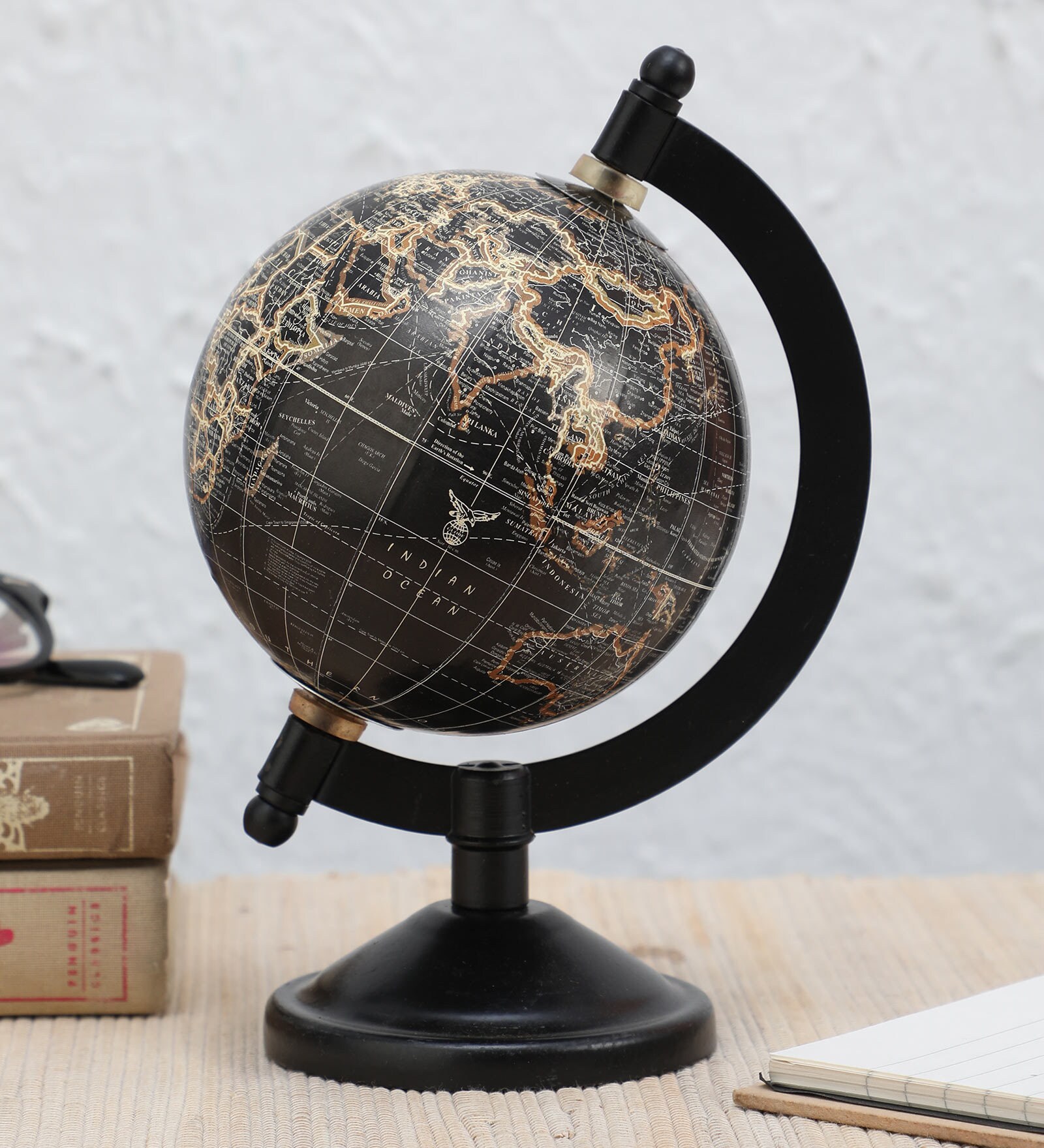Black Plastic Geographical Map Table Globe