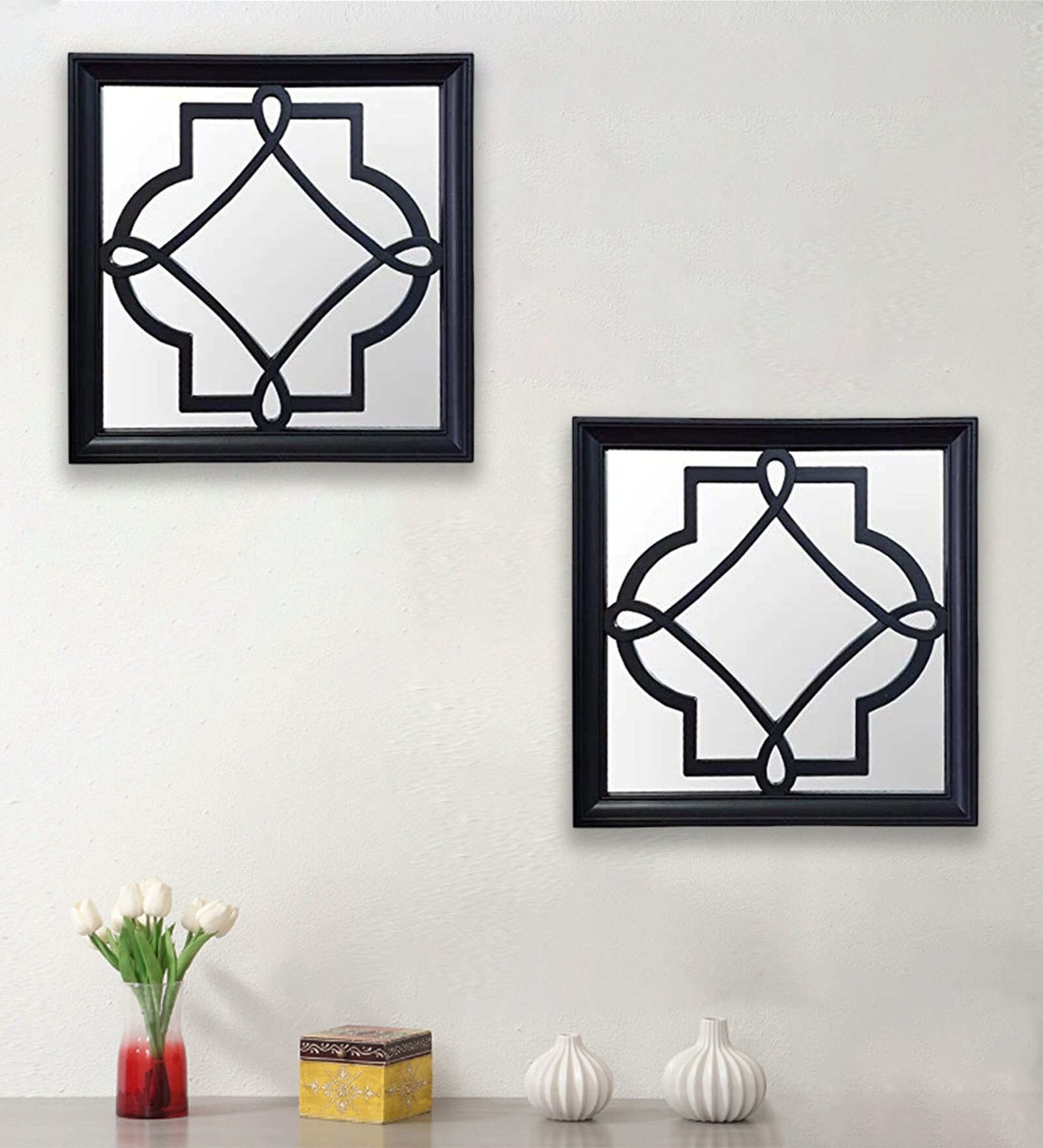 Black Plastic (Set of 2) Wall Mirror