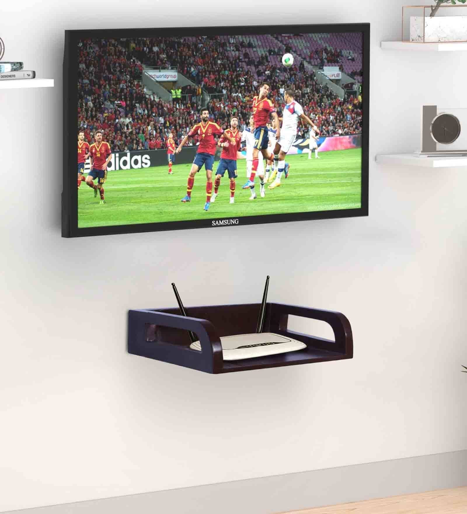 Black Plywood, Cloth, Goldfoil, Paints & Semi Precious Stones Wall Shelf