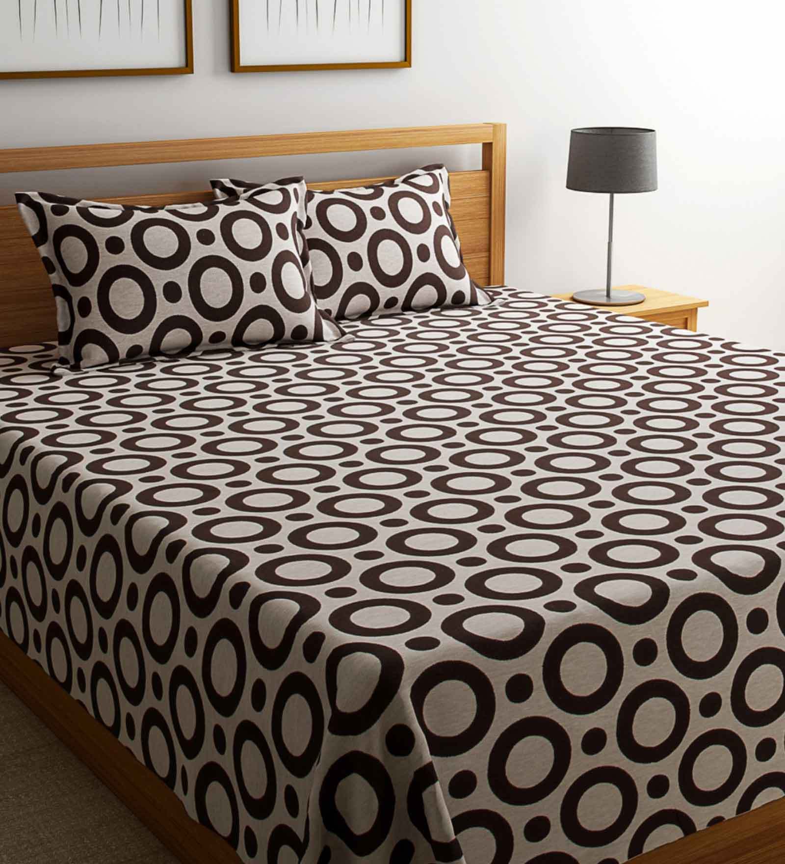 Black Abstract TC 180 Polycotton Bedcover With 2 Pillow Covers