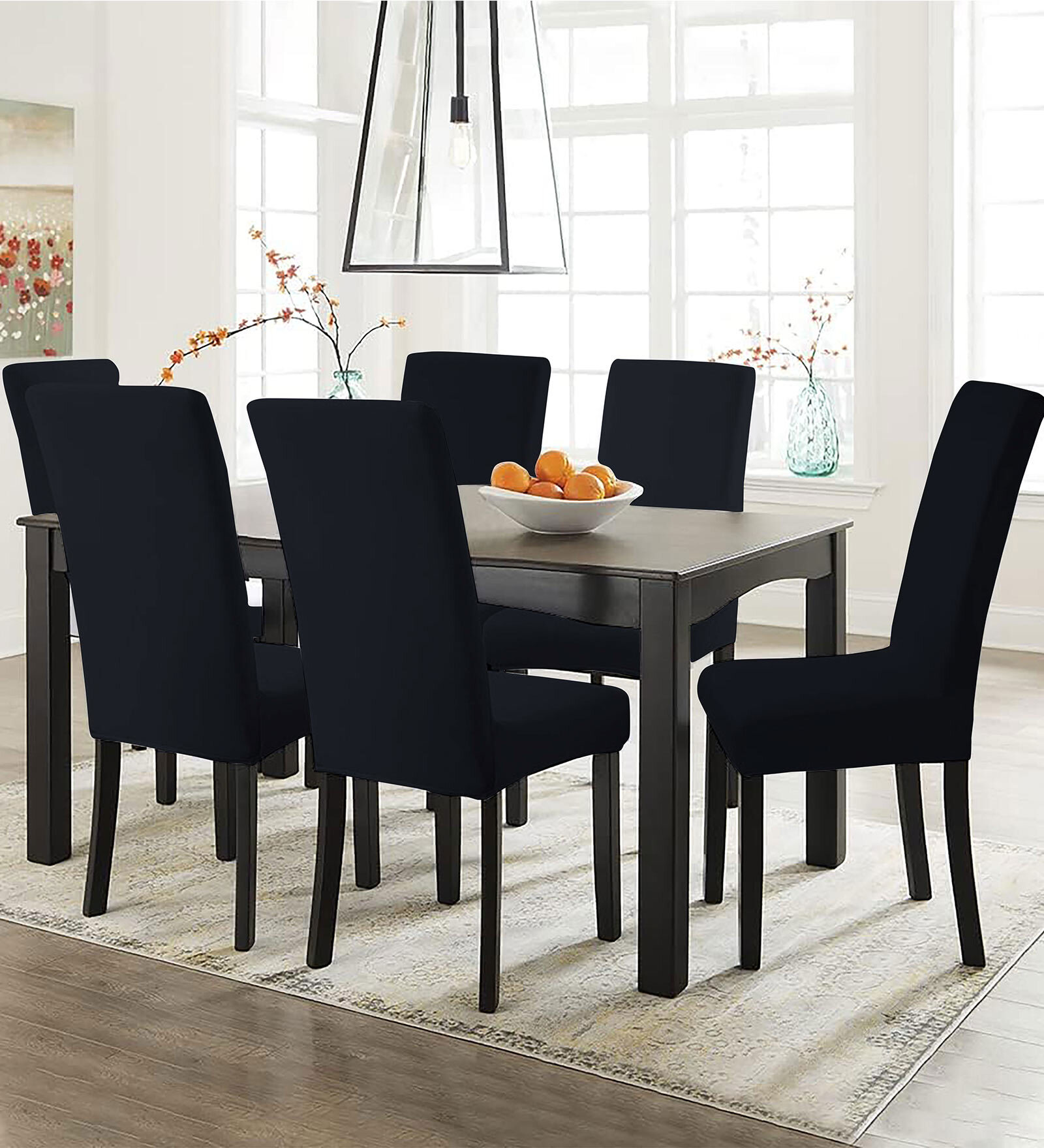 Black Polycotton Solid 14x18 Inches Chair Covers (Pack of 6)