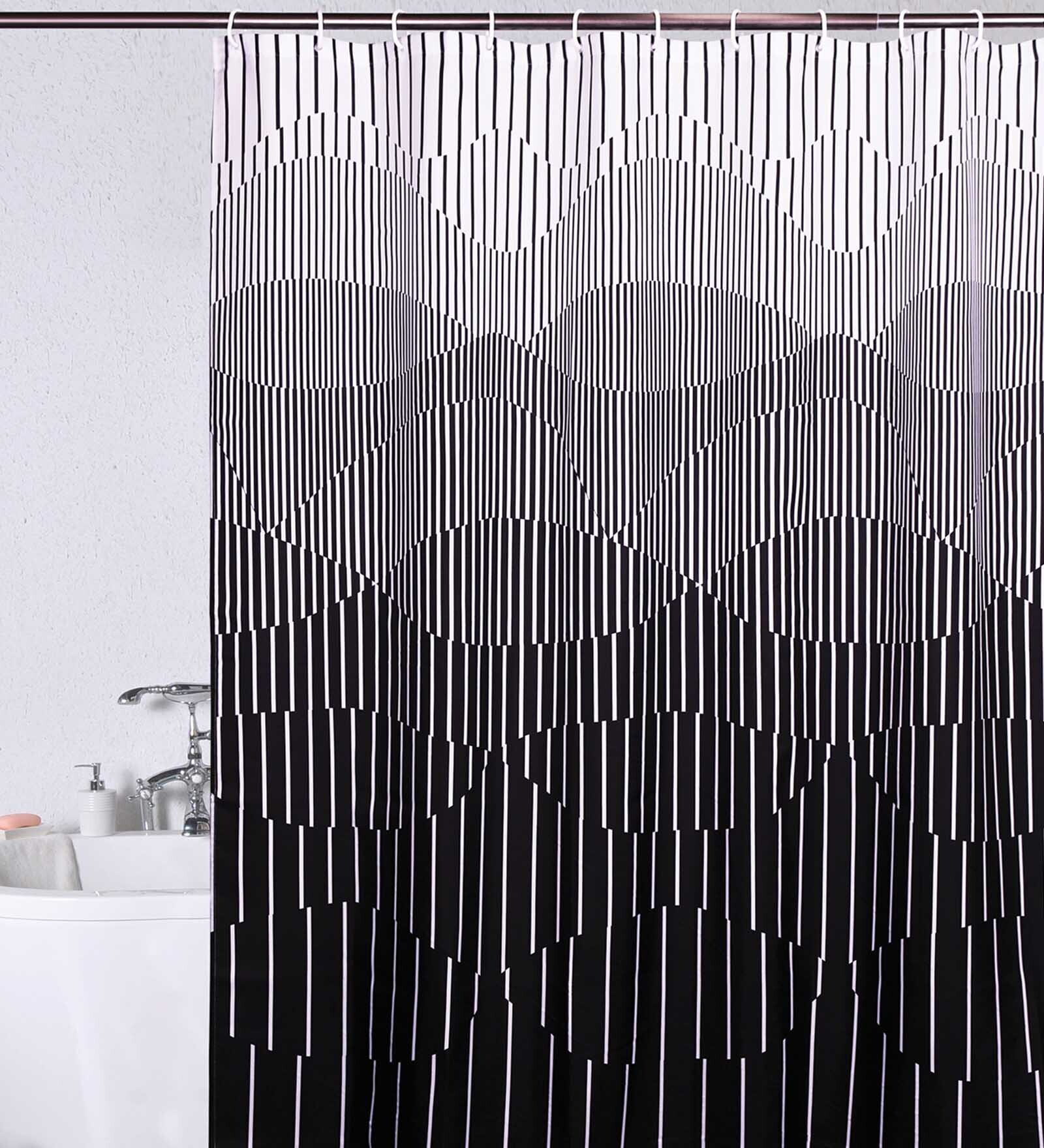 Black Shower Polyester 6 Ft Blackout Eyelet Shower Curtain