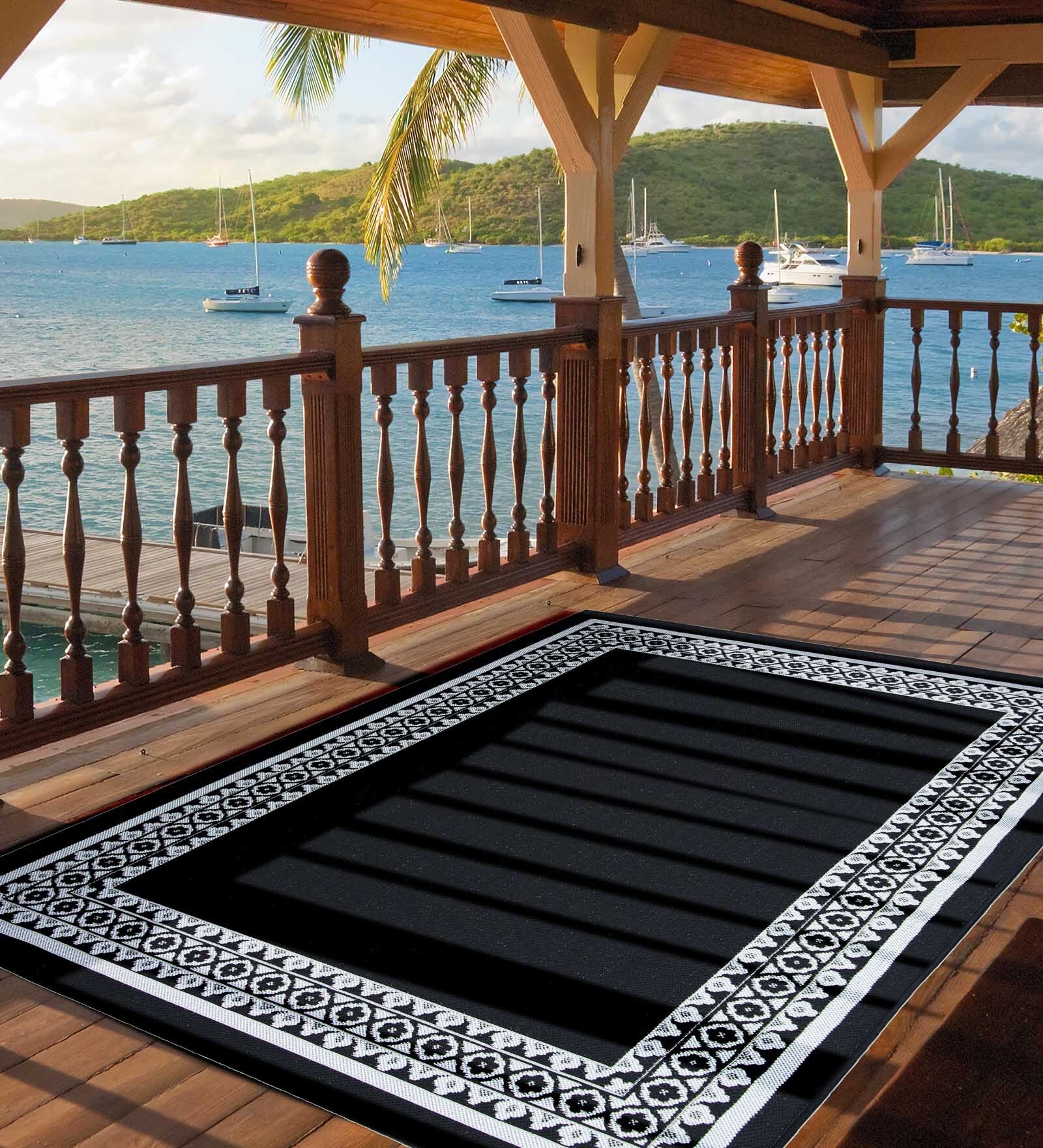 Black Persian Polypropylene 6 ft x 9 ft Machine Made Carpet