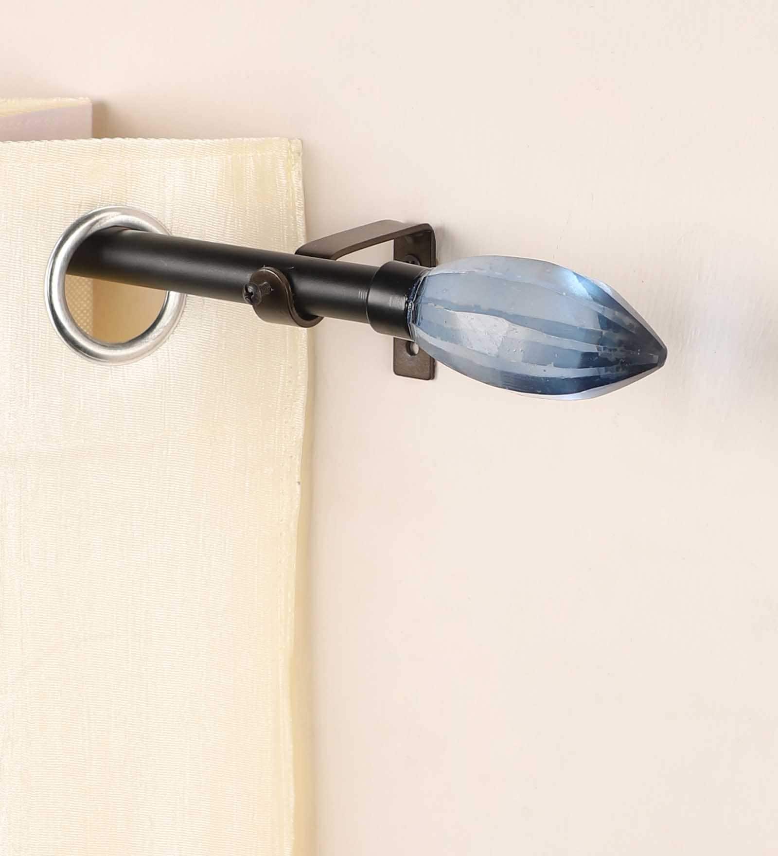 Black Powder Coated Iron Curtain Rod (48 to 88 Inches) With Bracket