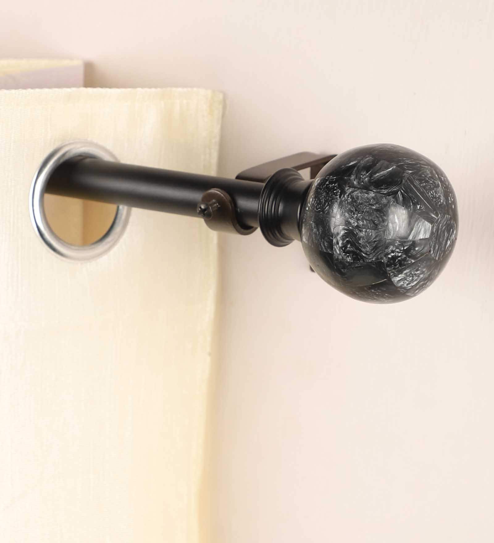 Black Powder Coated Iron Curtain Rod (84 to 144 Inches) With Bracket