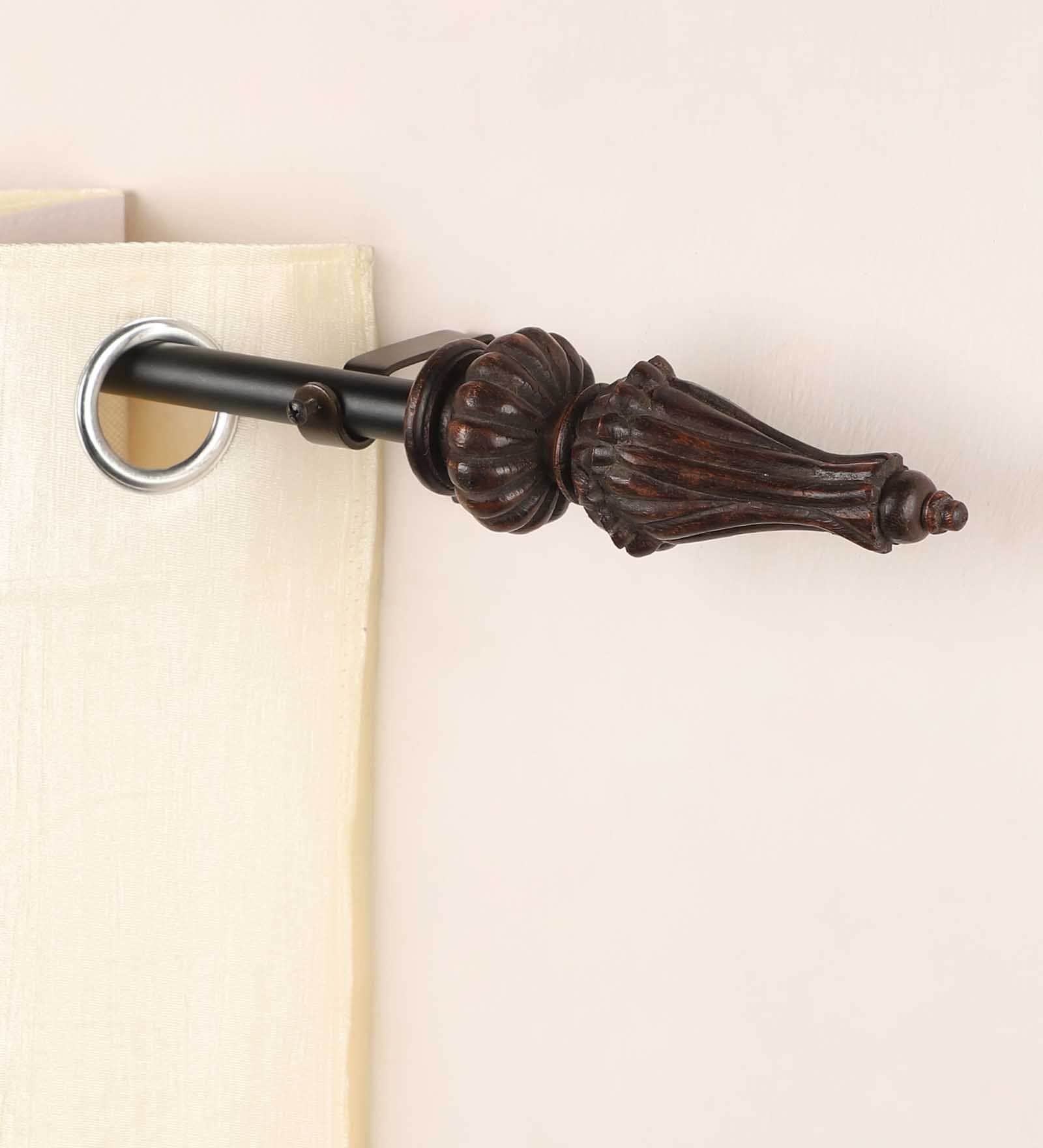 Black Powder Coated Iron Curtain Rod (84 to 144 Inches) With Bracket