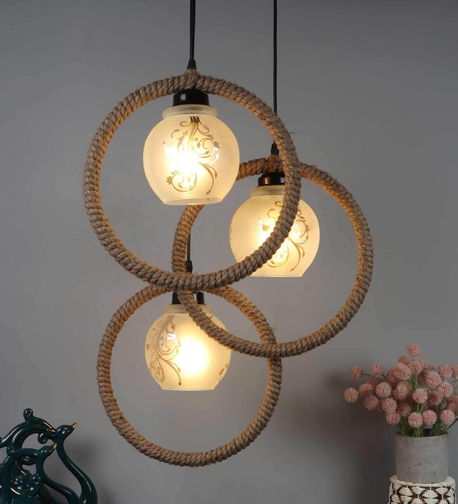 Black Pvc 3 Light Cluster Hanging Lights