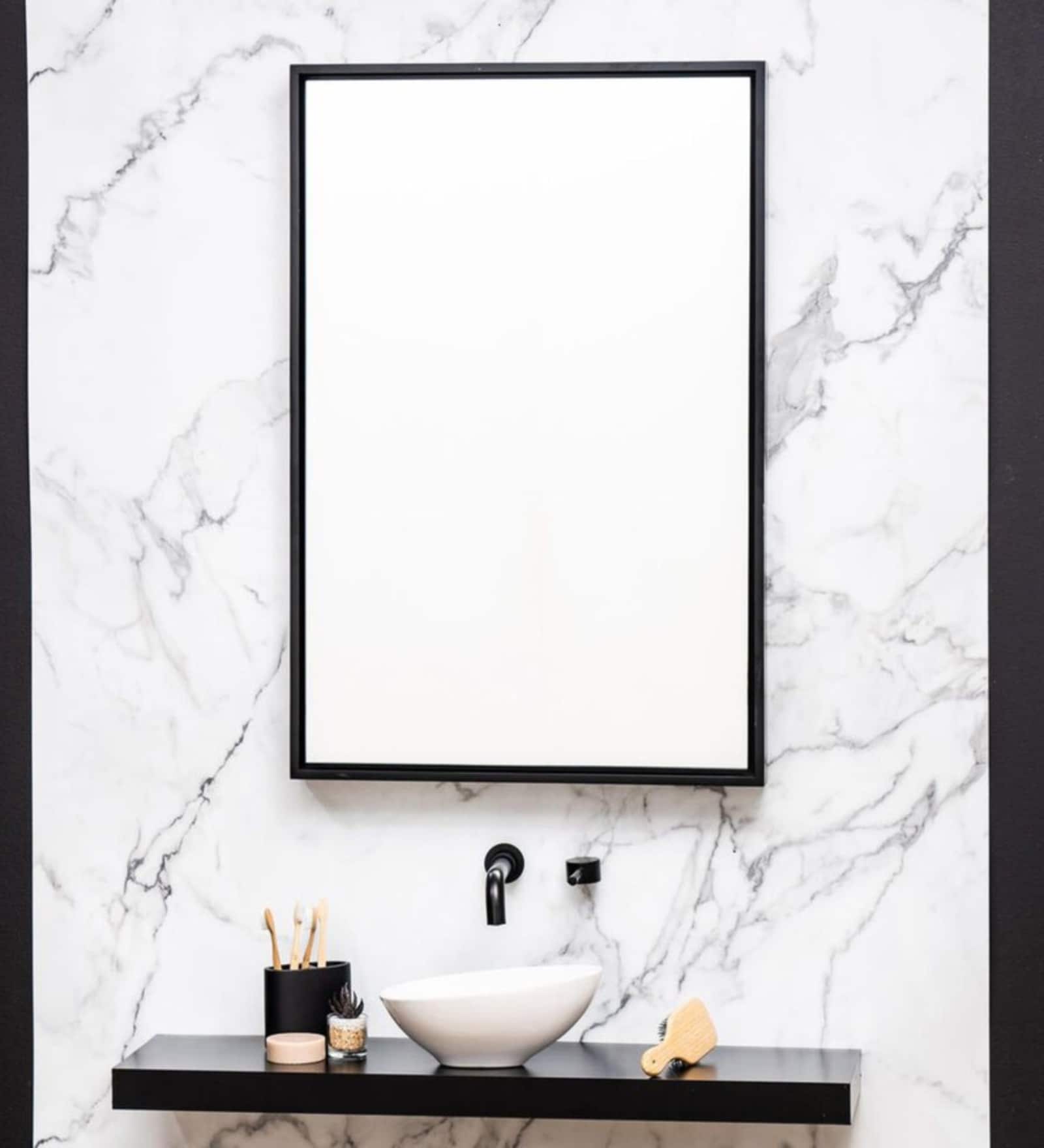 Black Rectangular  Aluminium Mirror