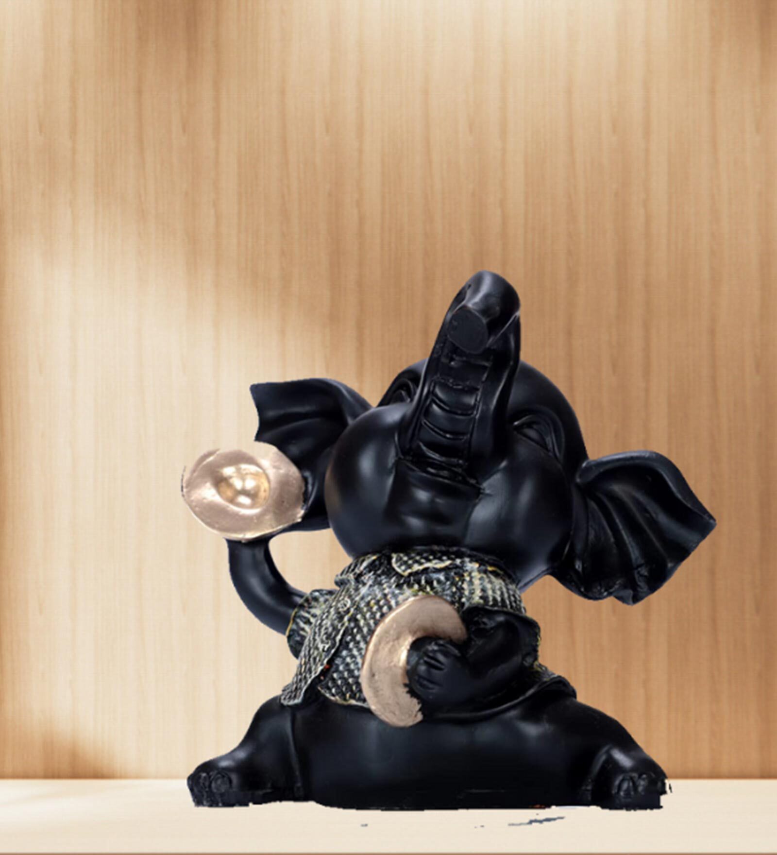 Black Resin Elephant Figurine