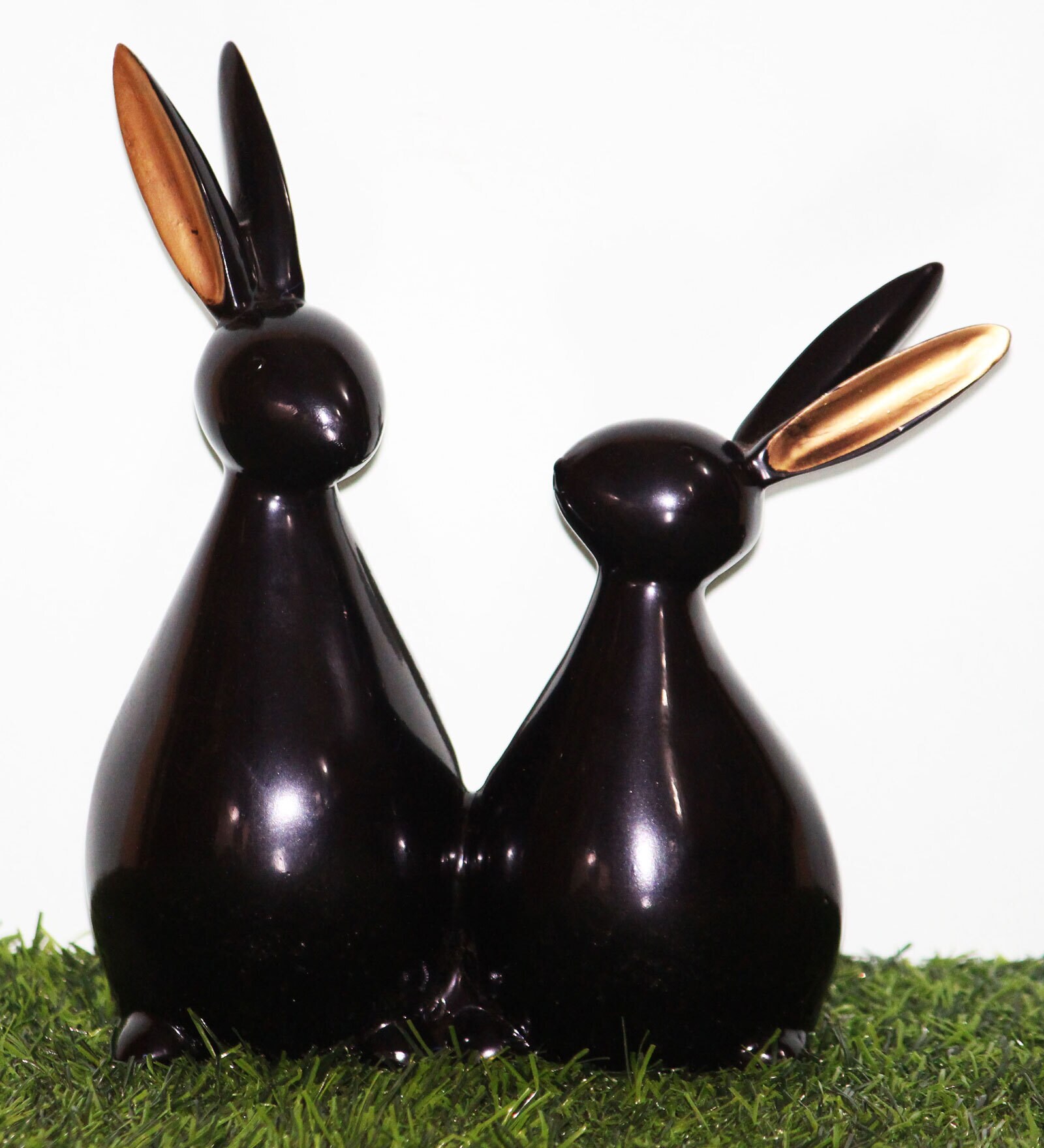 Black Resin Rabbit Figurine