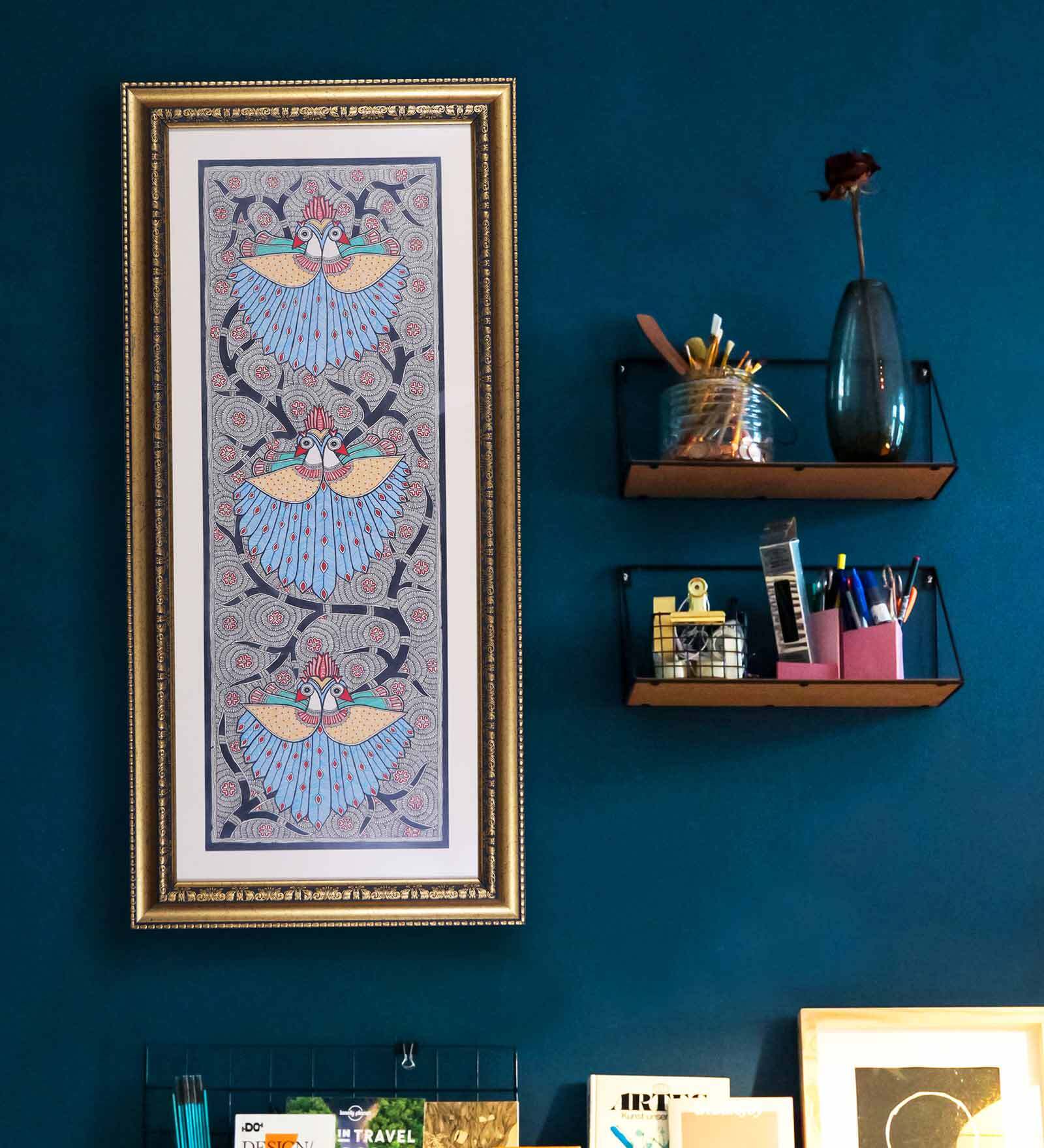 Peacock True Love Original Handmade Madhubani Painting