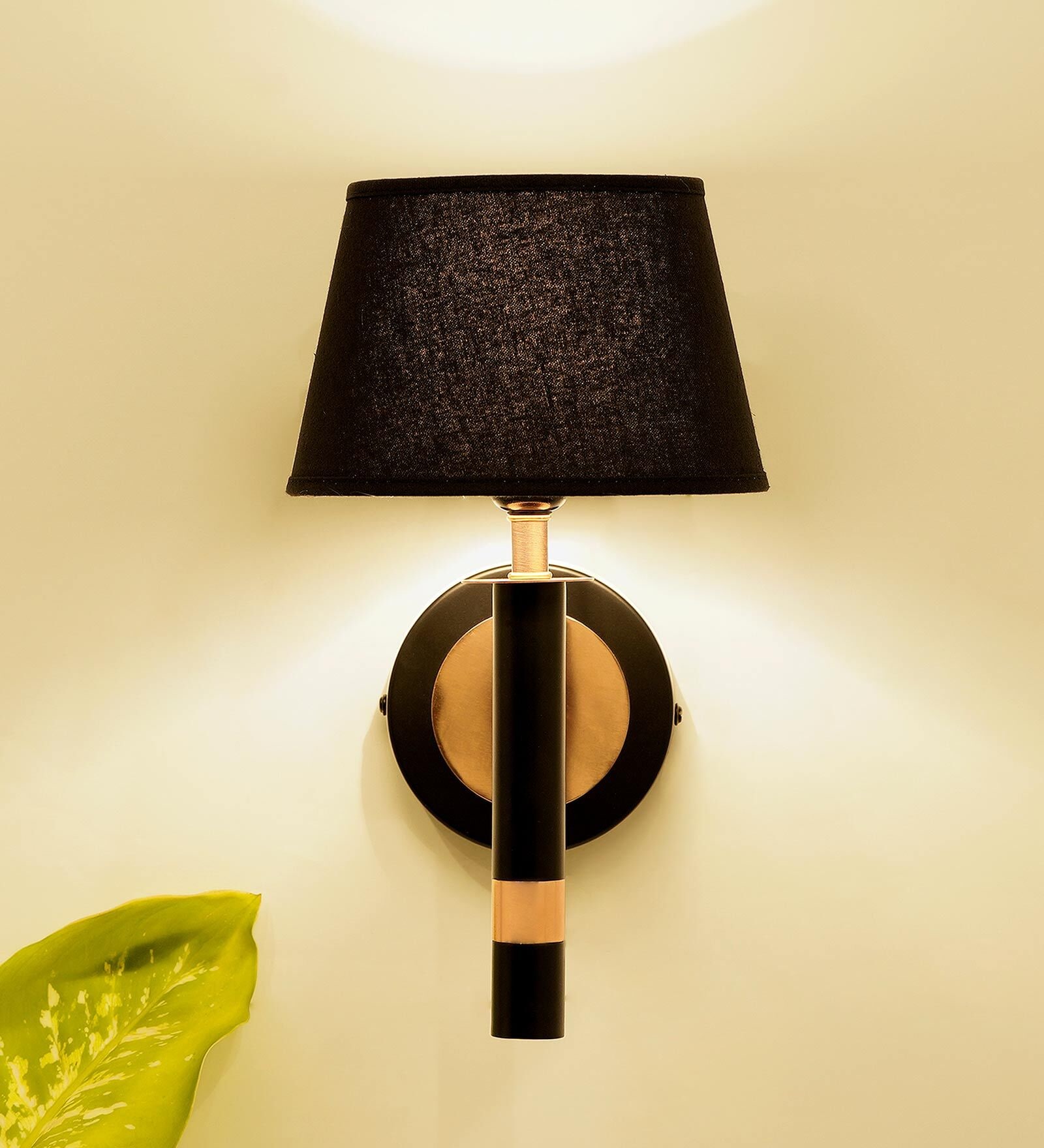 Roma Metal Wall Mounted Uplight Sconce (Black & Gold)