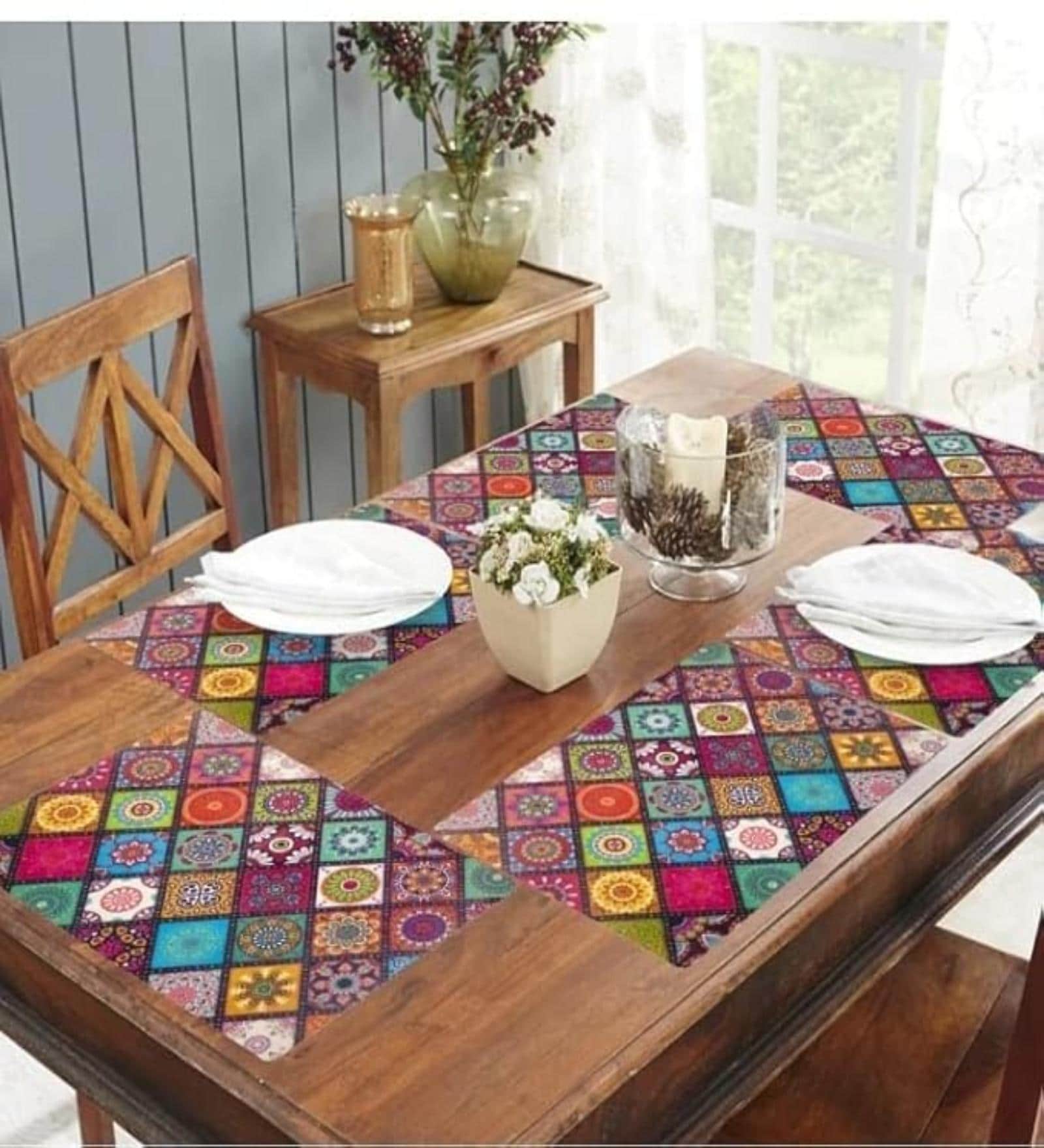 (Set of 6) Mandala Traditional Print PVC Table Placemats
