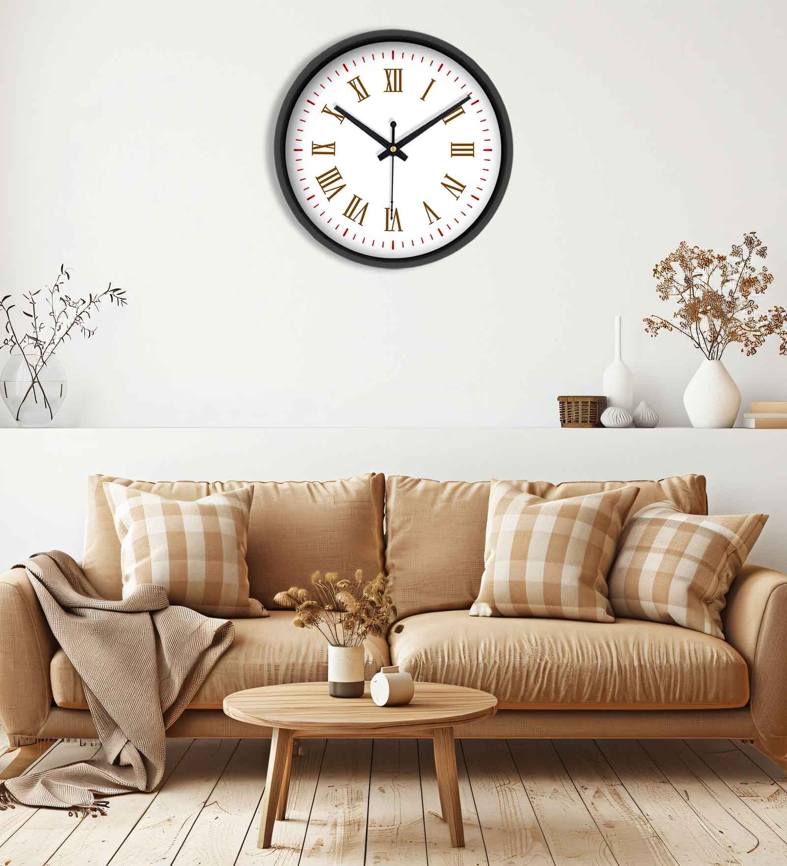 Black Round 8 Inches Plastic Table Clock
