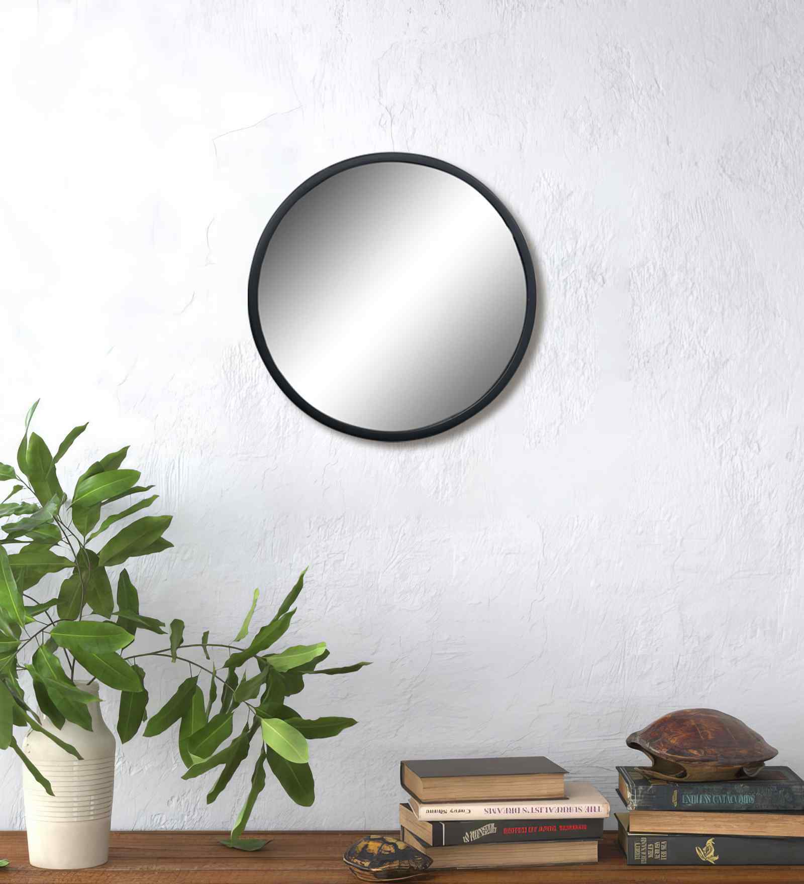 Black Round Metal Wall Hanging Mirror