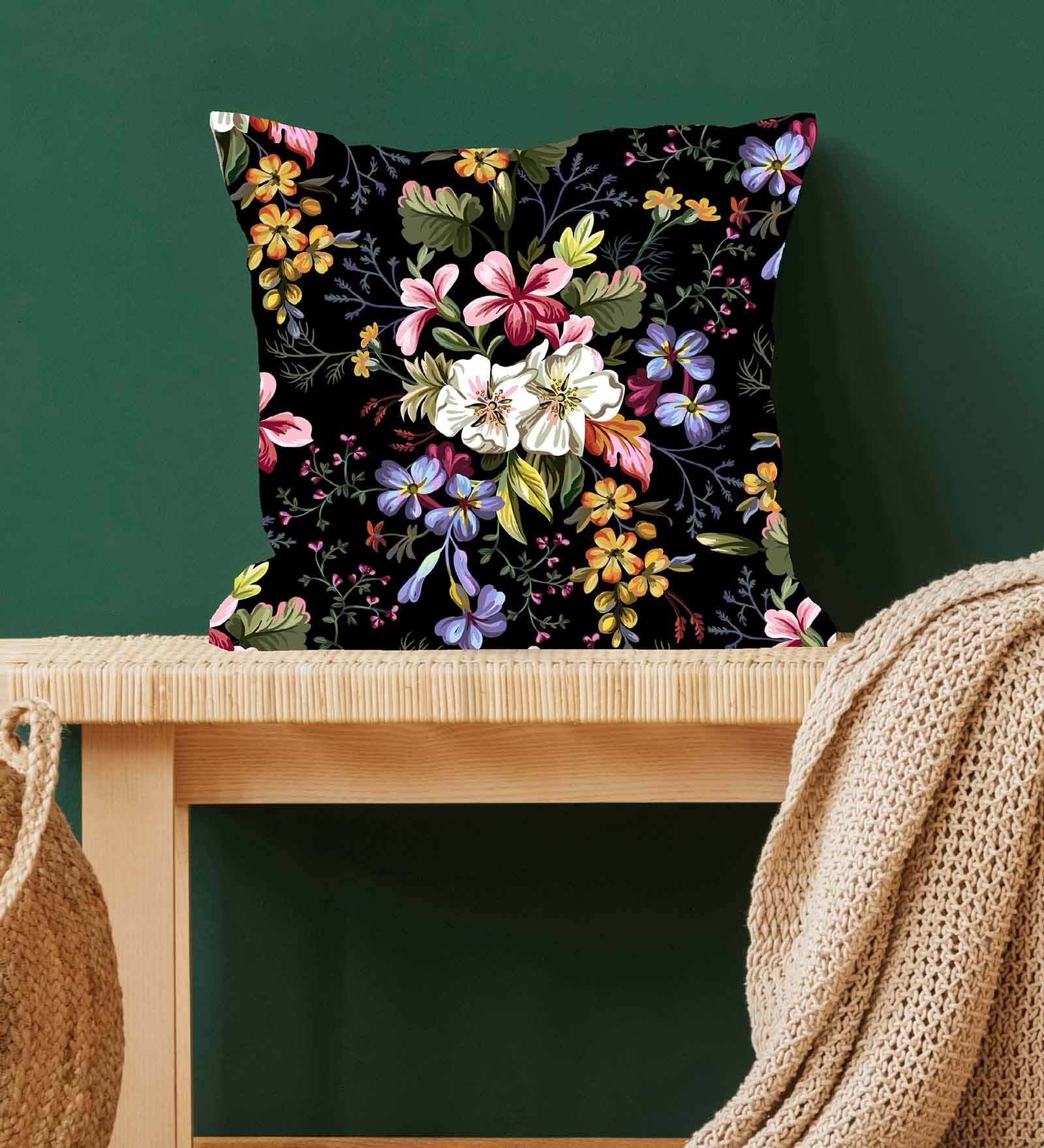 Multicolor - Handcrafted Cotton Patchwork Cushion Cover (16 x 16 in) 19