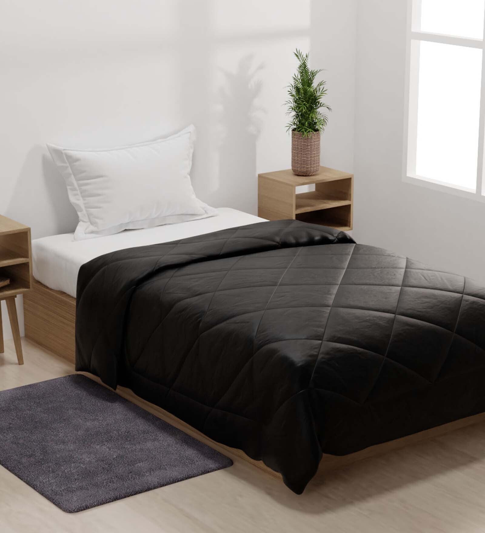 Buy Black Satin 150 AC Room Single Bed Comforter by Stoa Paris at 32% ...