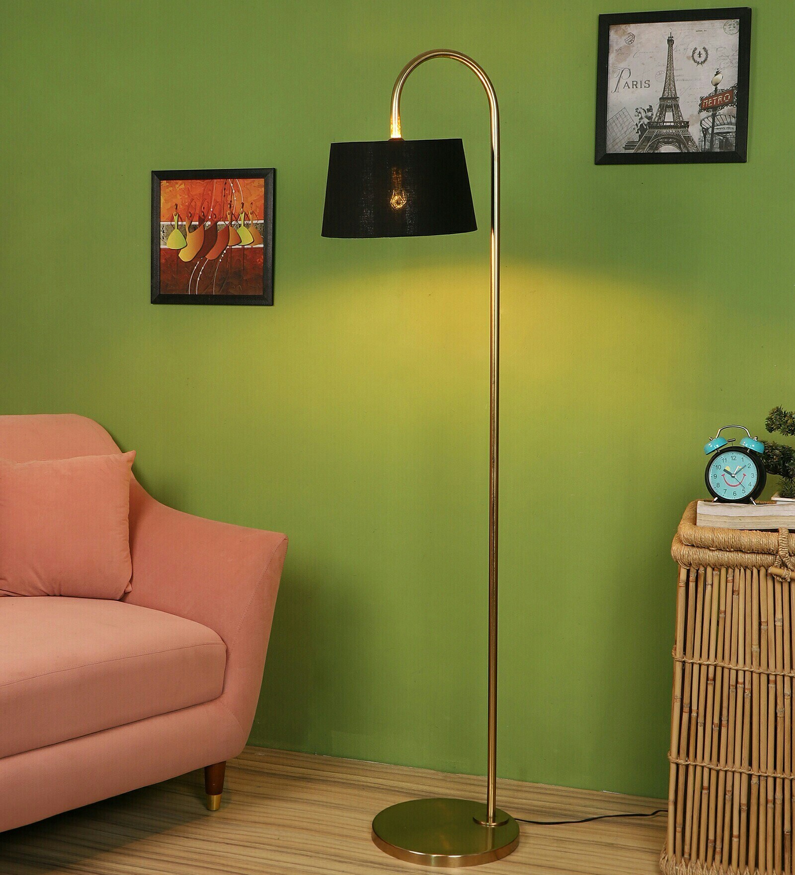 Buy Black Shade Floor Lamp With Metal Base By Forever Lights at 47 OFF