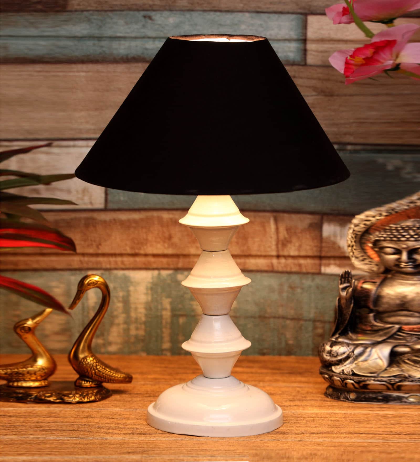 Black Shade Table Lamp With Metal Base