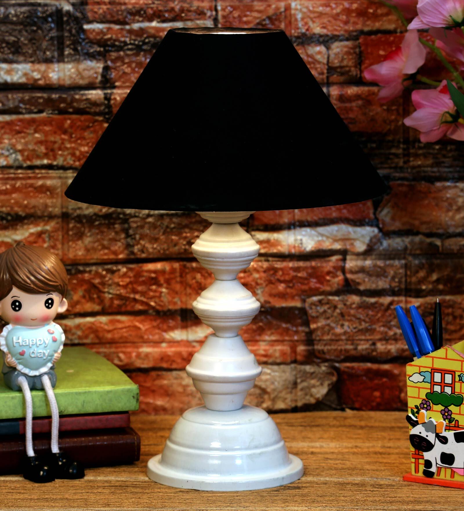 Black Shade Table Lamp With Metal Base