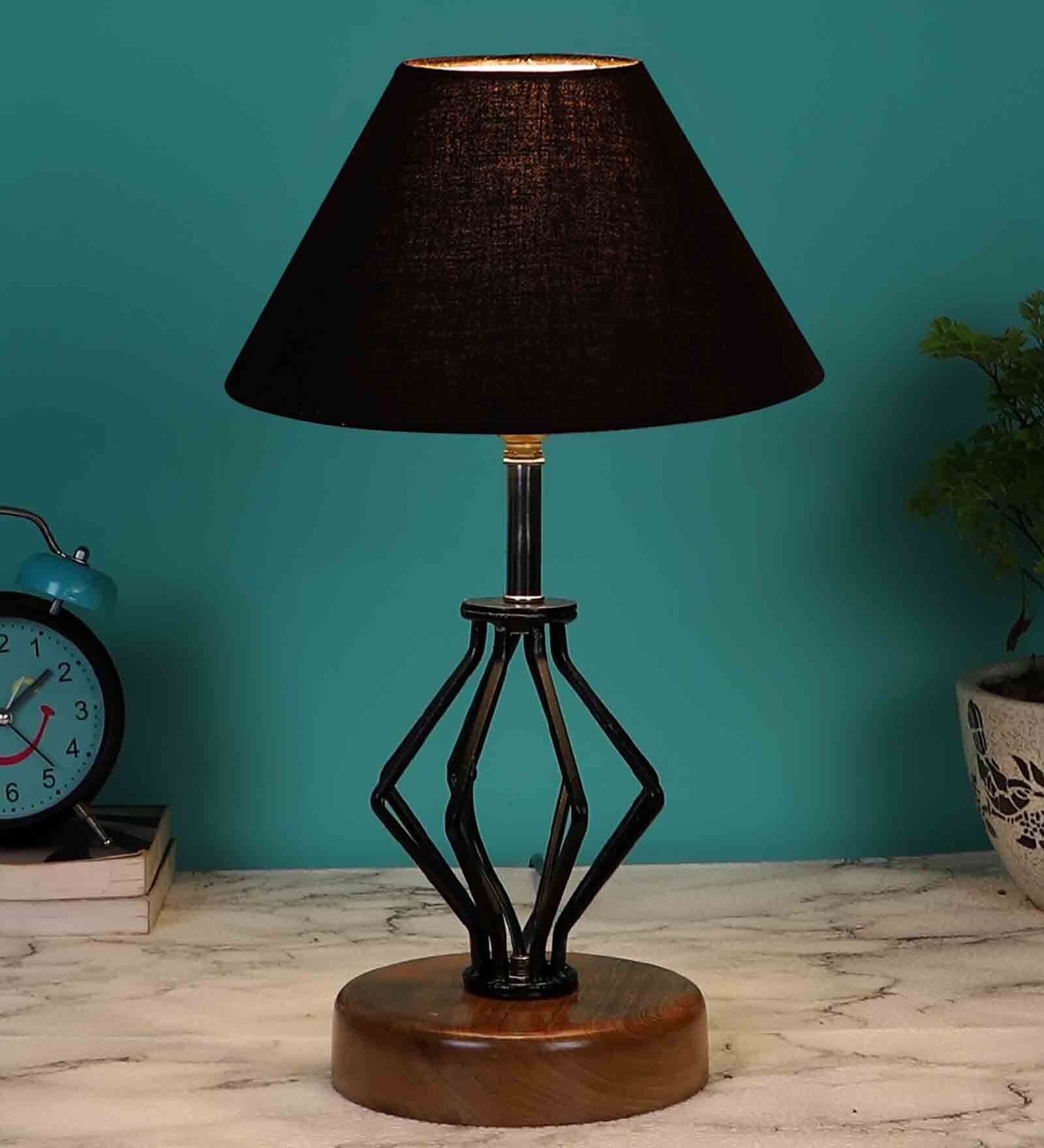 Black Shade Table Lamp With Shade Table Lamp With Wood & Iron Base