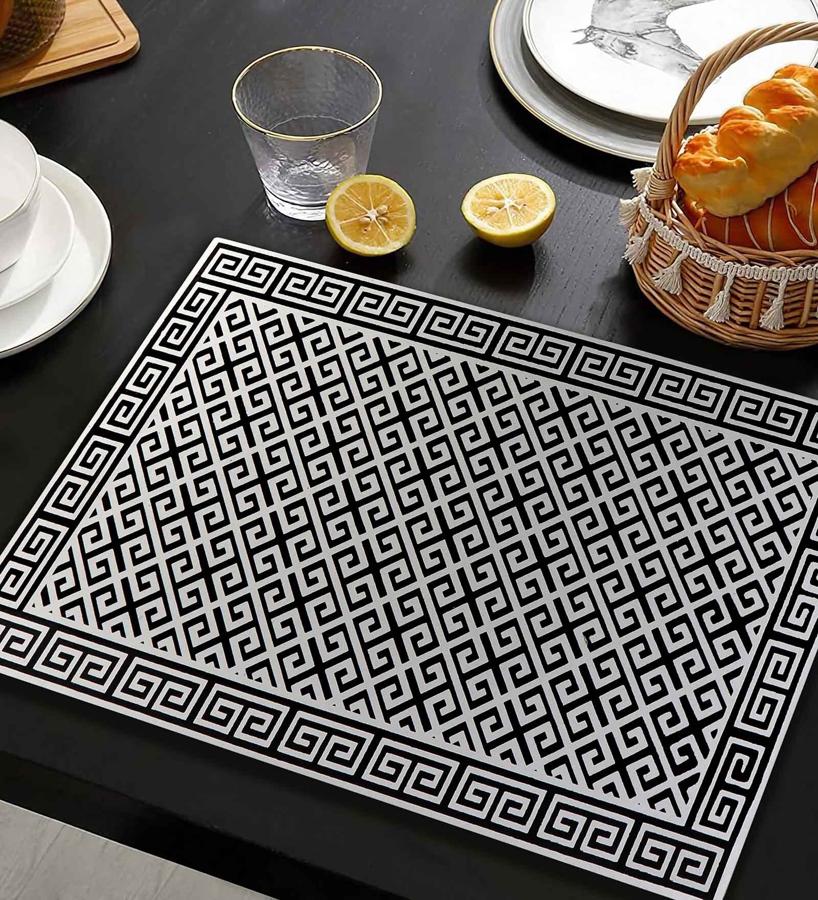 Black Silver Multicolor (12 X 18 ) MDF Wood 1Pc Table Placemats