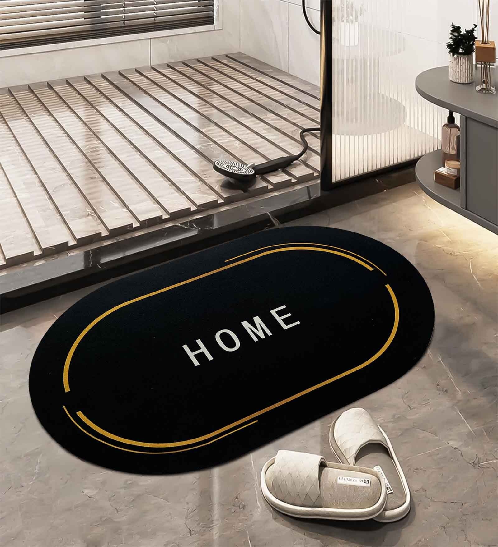Black Slogan Rubber 24x16 Inches AntiSkid Bath Mat