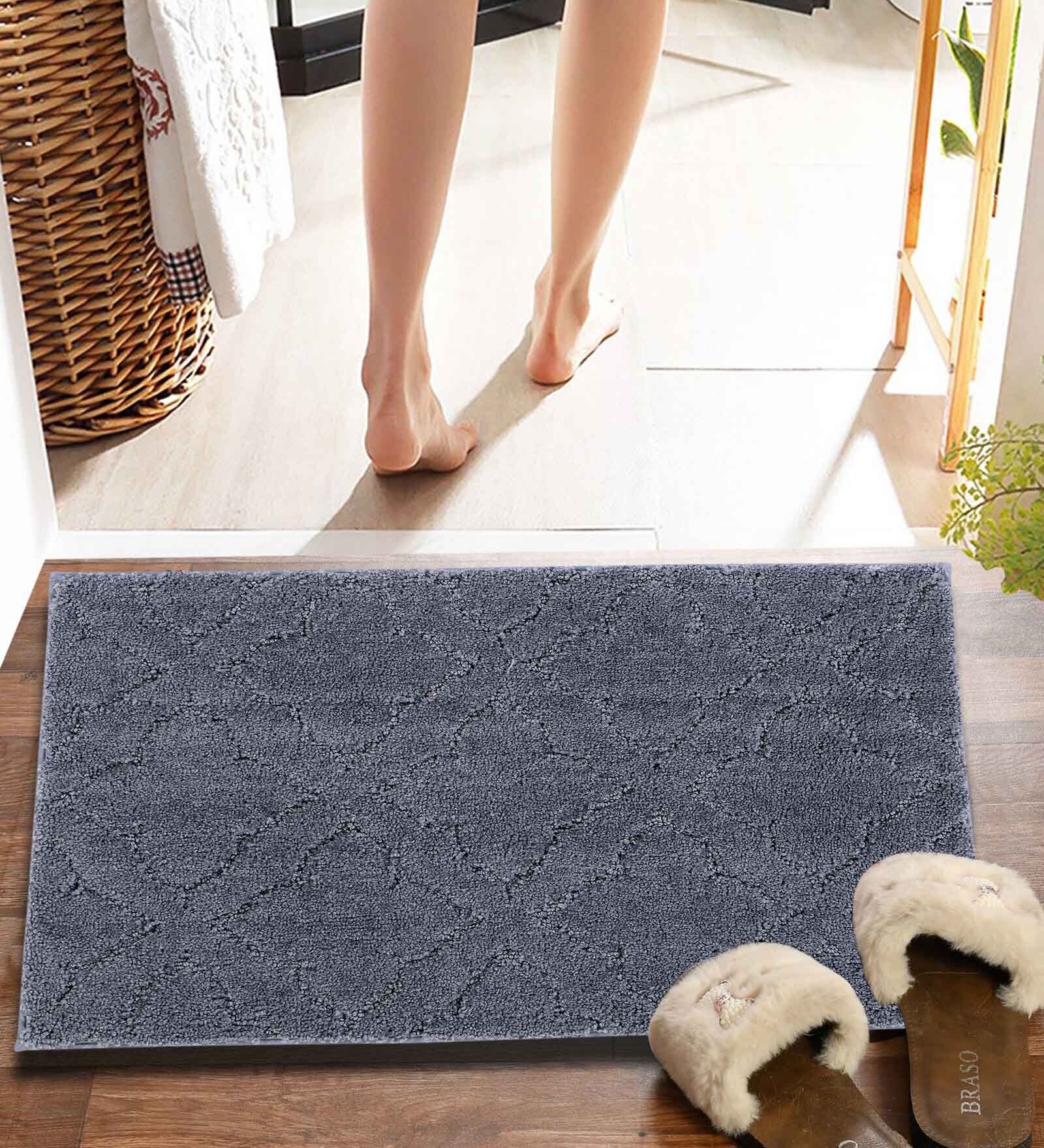 Black Solid MicroFibre 14x10 Inches Antiskid Bath Mats