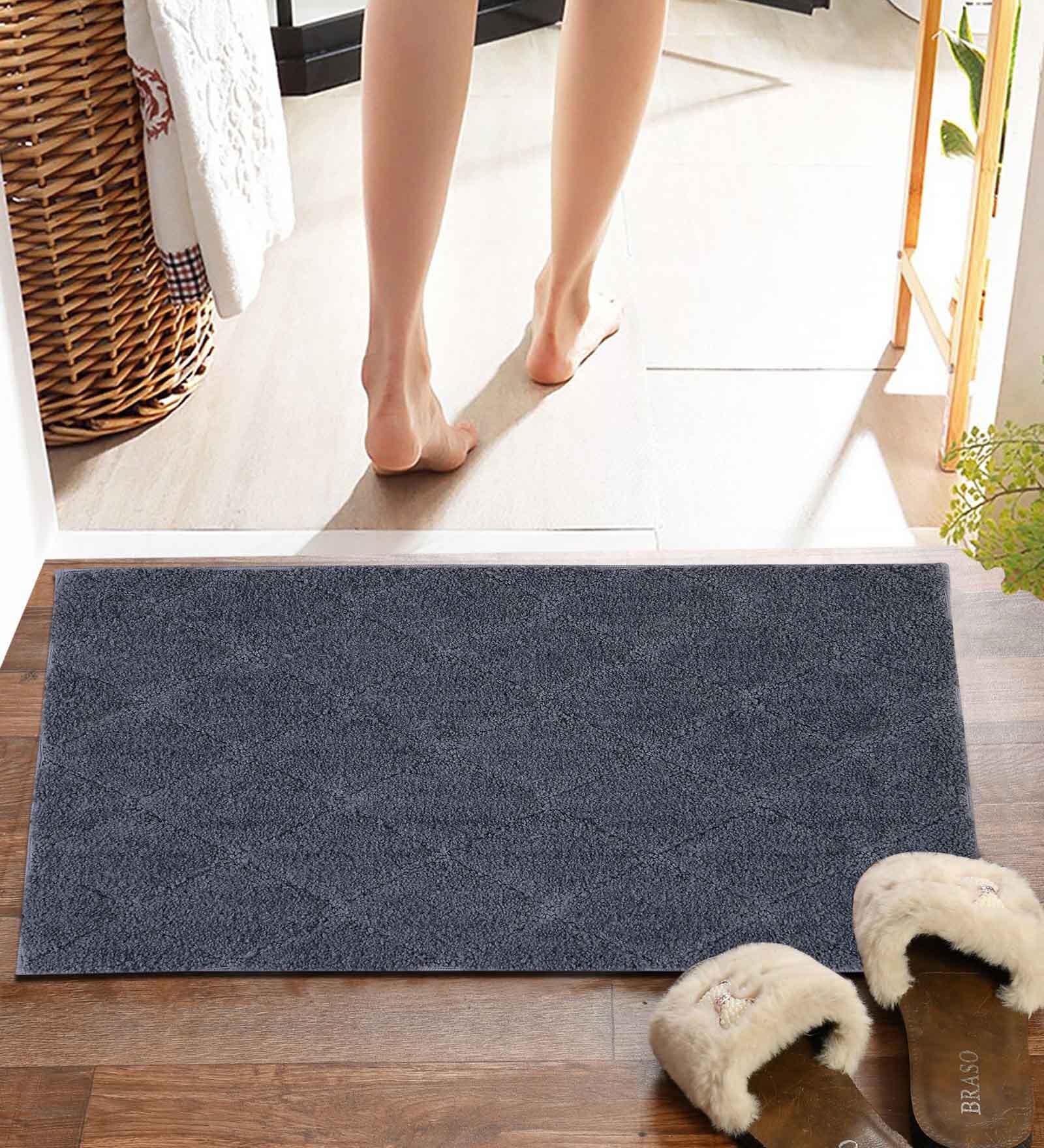 Black Solid MicroFibre 15x10 Inches Antiskid Bath Mats