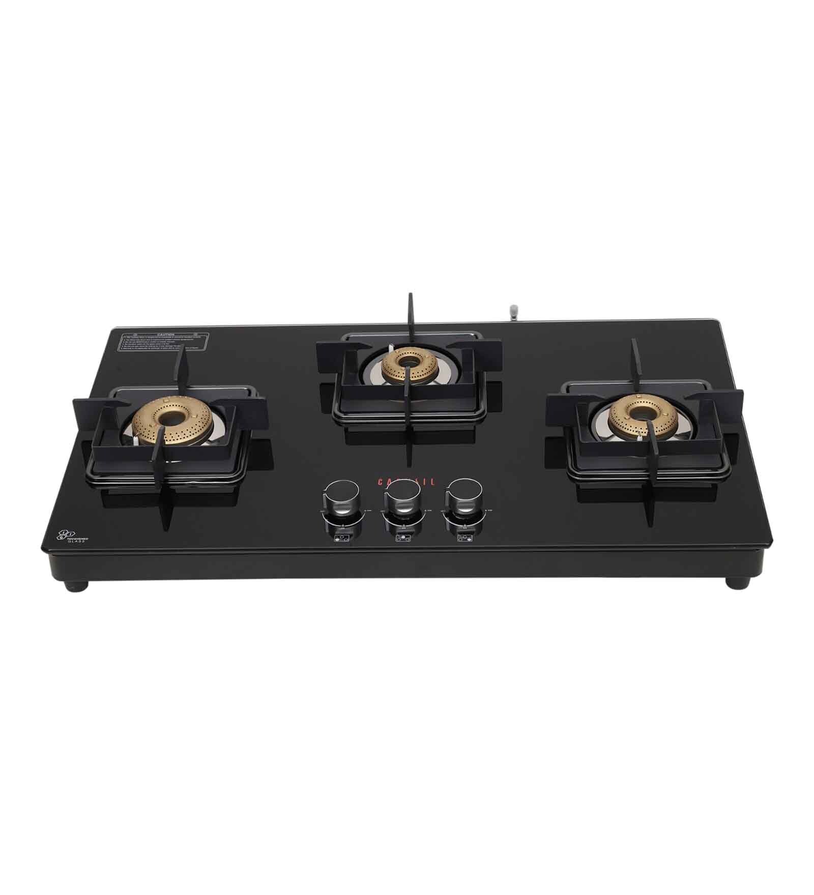 Black Stainless Steel 3 Burners Cooktop
